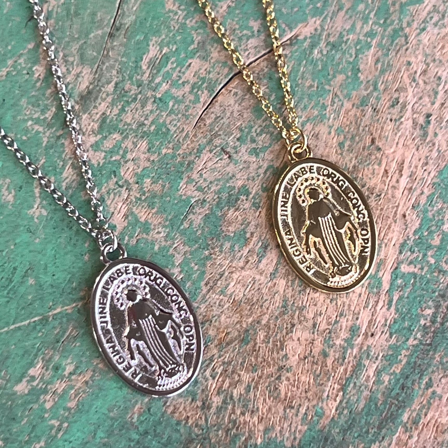 Small Sterling Silver Miraculous Medal Necklace