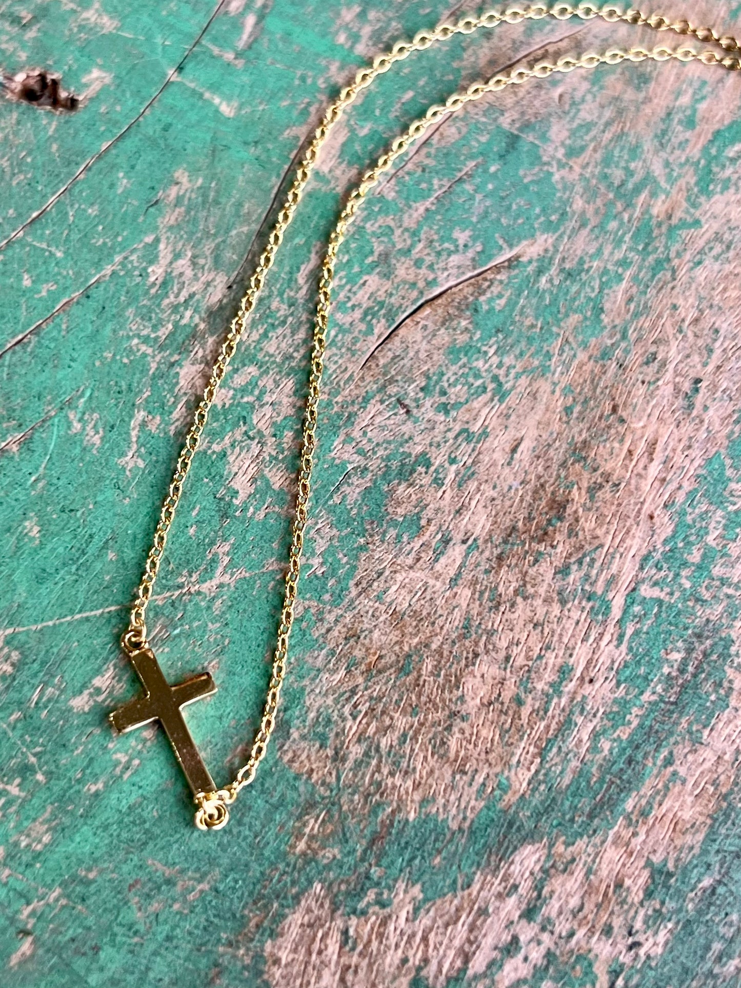 Side Cross Sterling Silver Necklace
