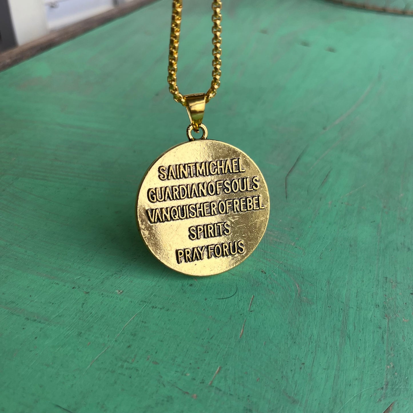 Big St Michael Pendant Chain Necklace