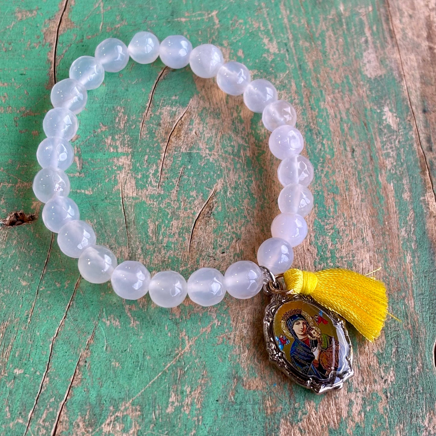 White Agate Faith Tassel Bracelets