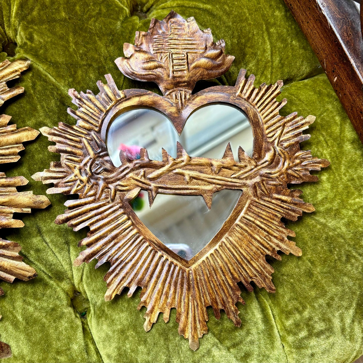 Tin Crown of Thorns Sacred Heart of Jesus Mirror