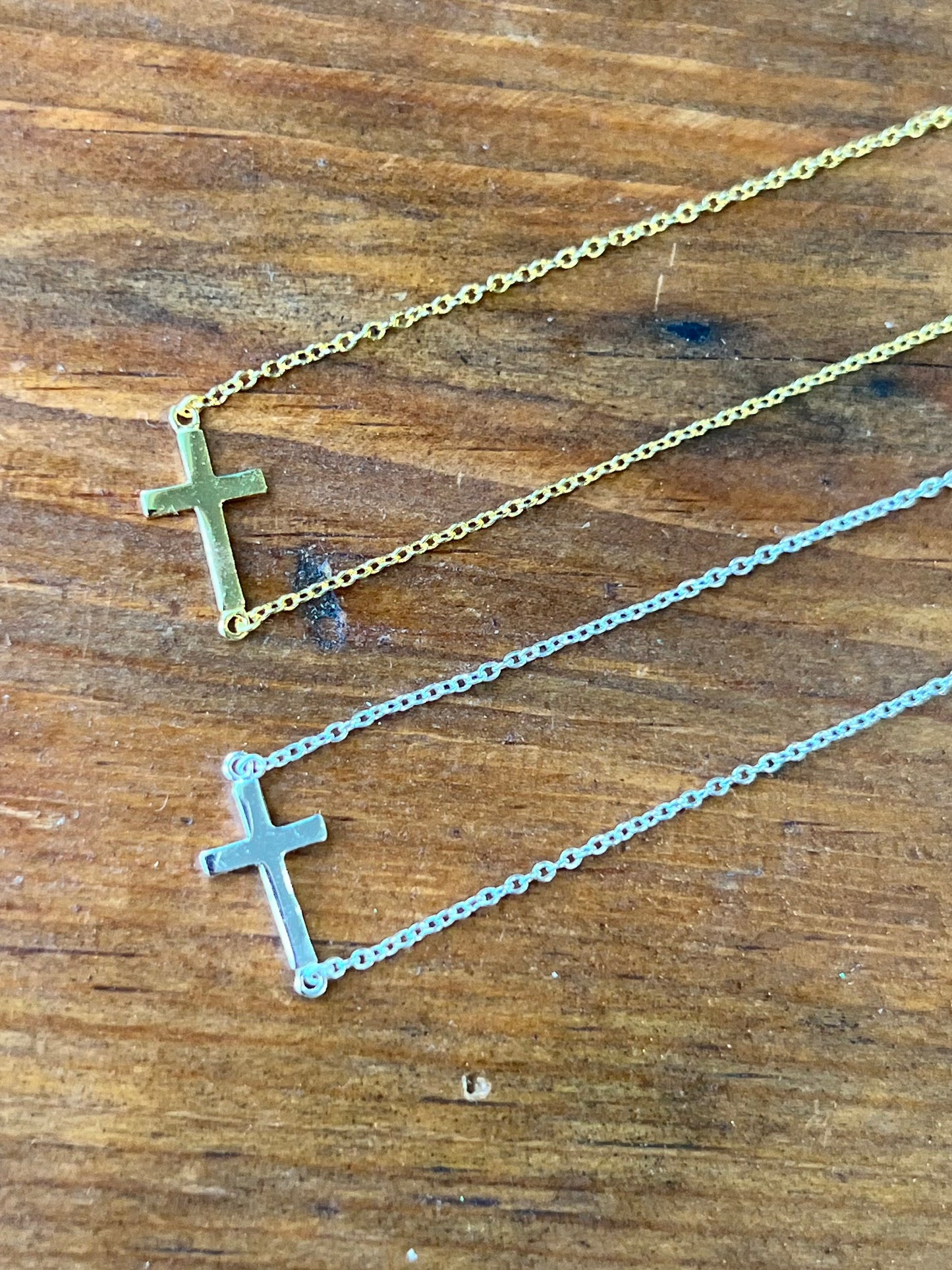 Side Cross Sterling Silver Necklace