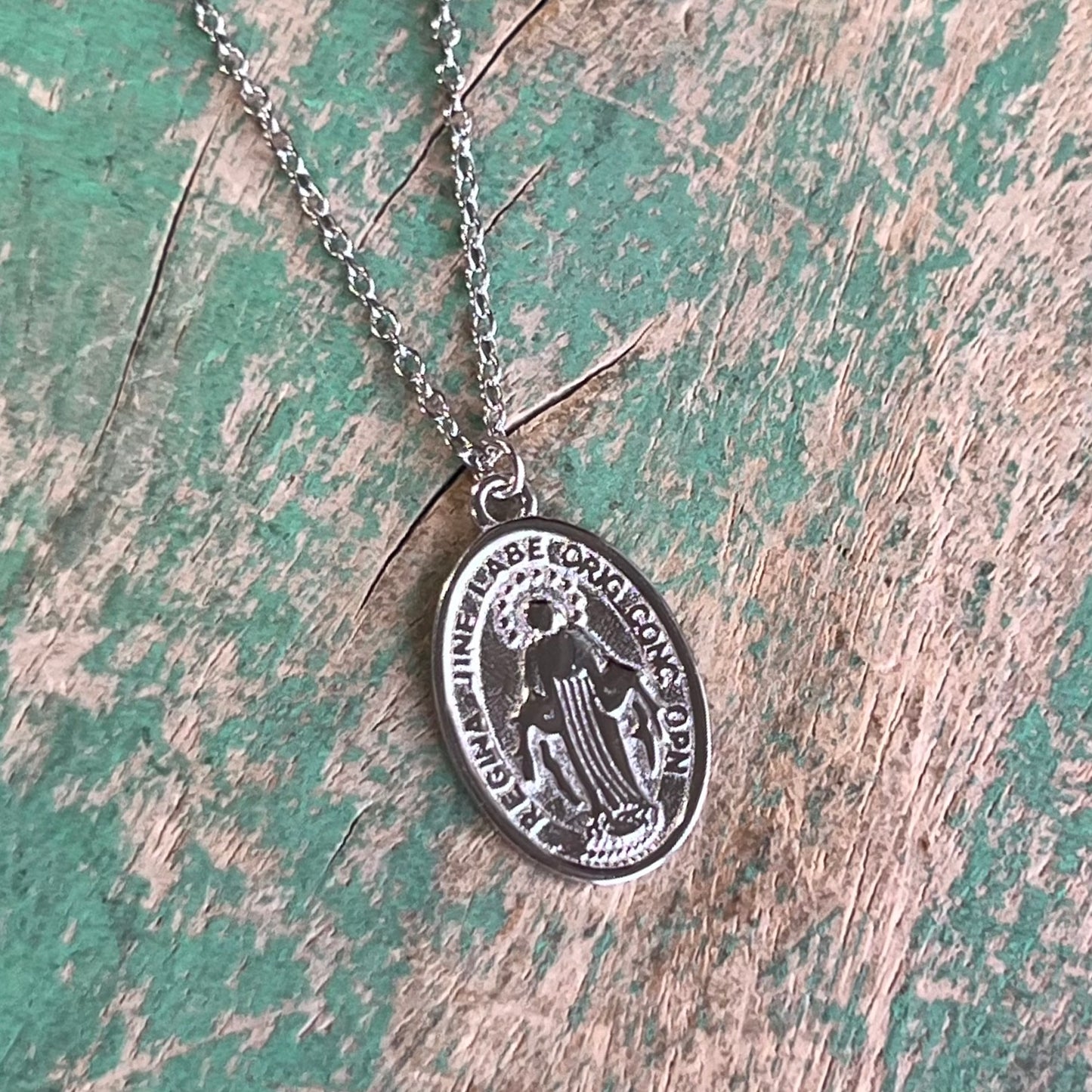 Small Sterling Silver Miraculous Medal Necklace