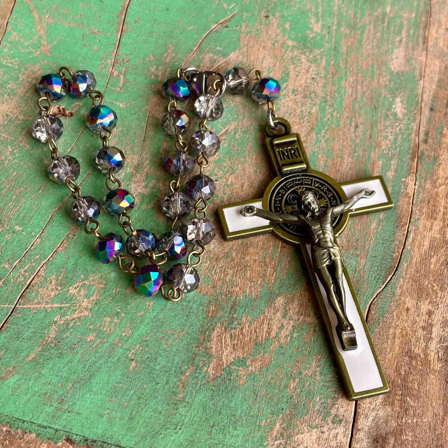 St Benedict Enamel Crucifix Car Blessings