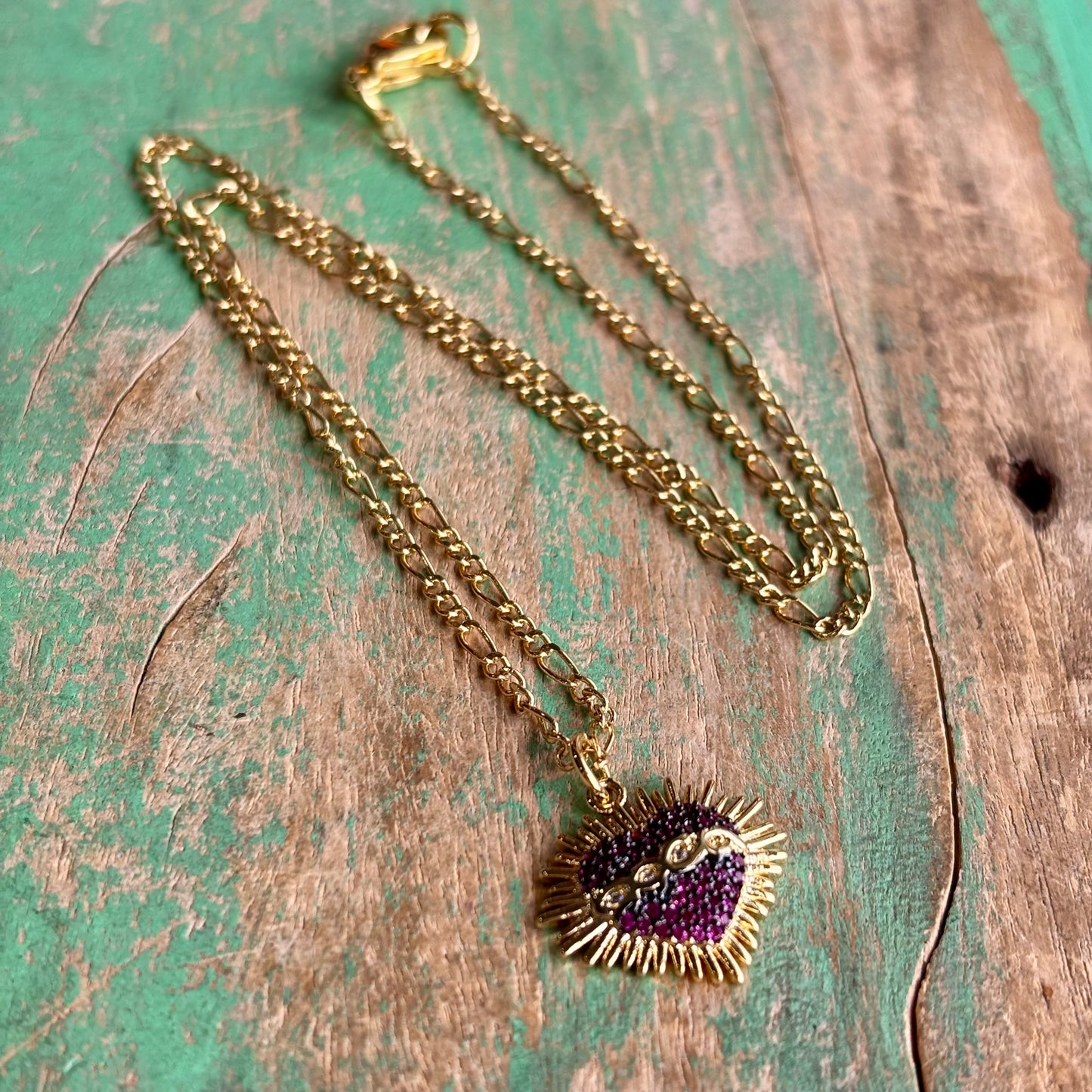 Purple Sacred Heart Necklace