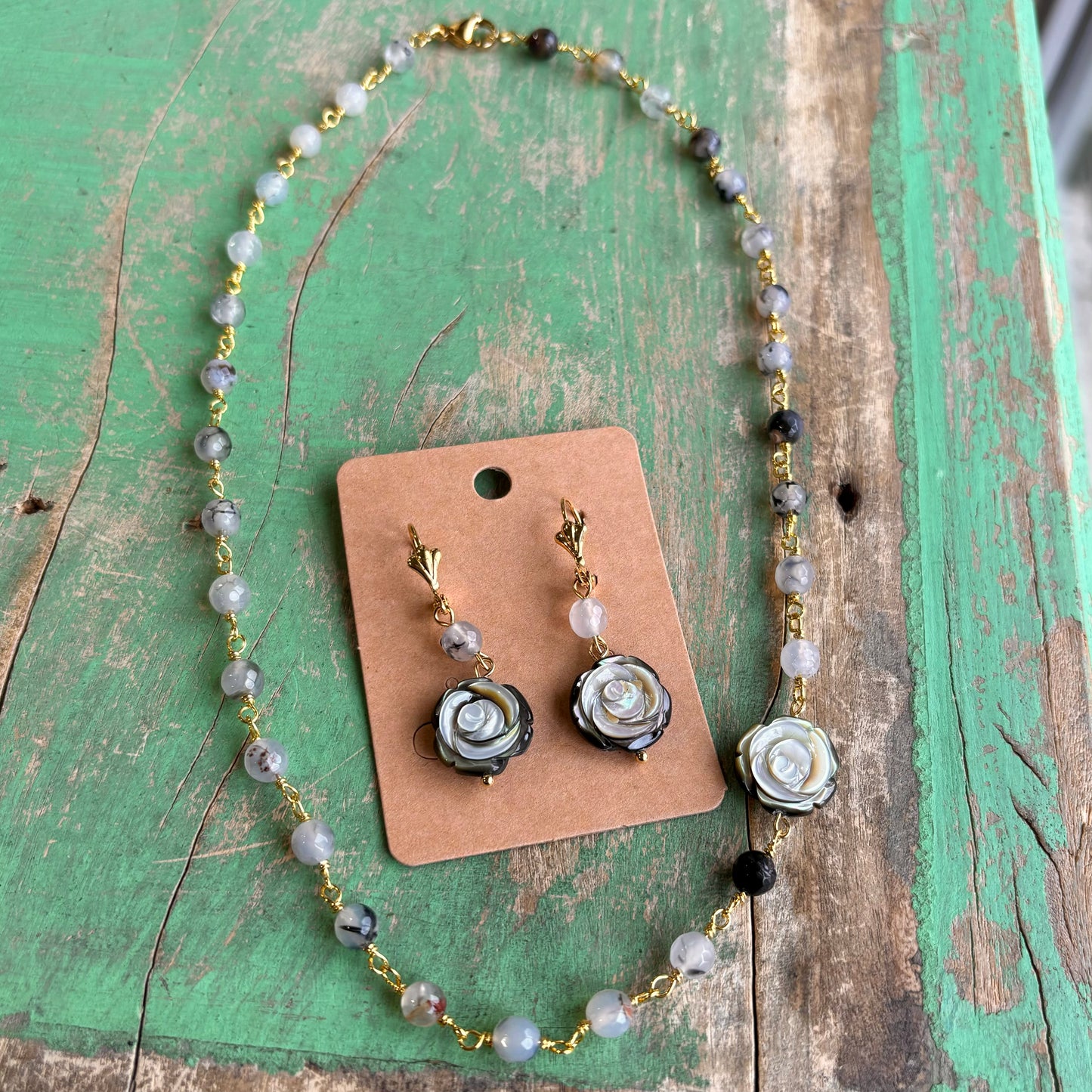 Rose Blossom Necklace or Earrings