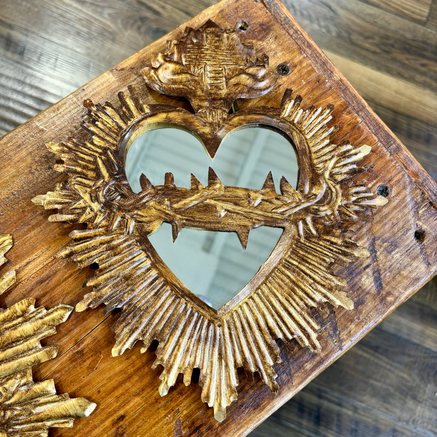 Tin Crown of Thorns Sacred Heart of Jesus Mirror