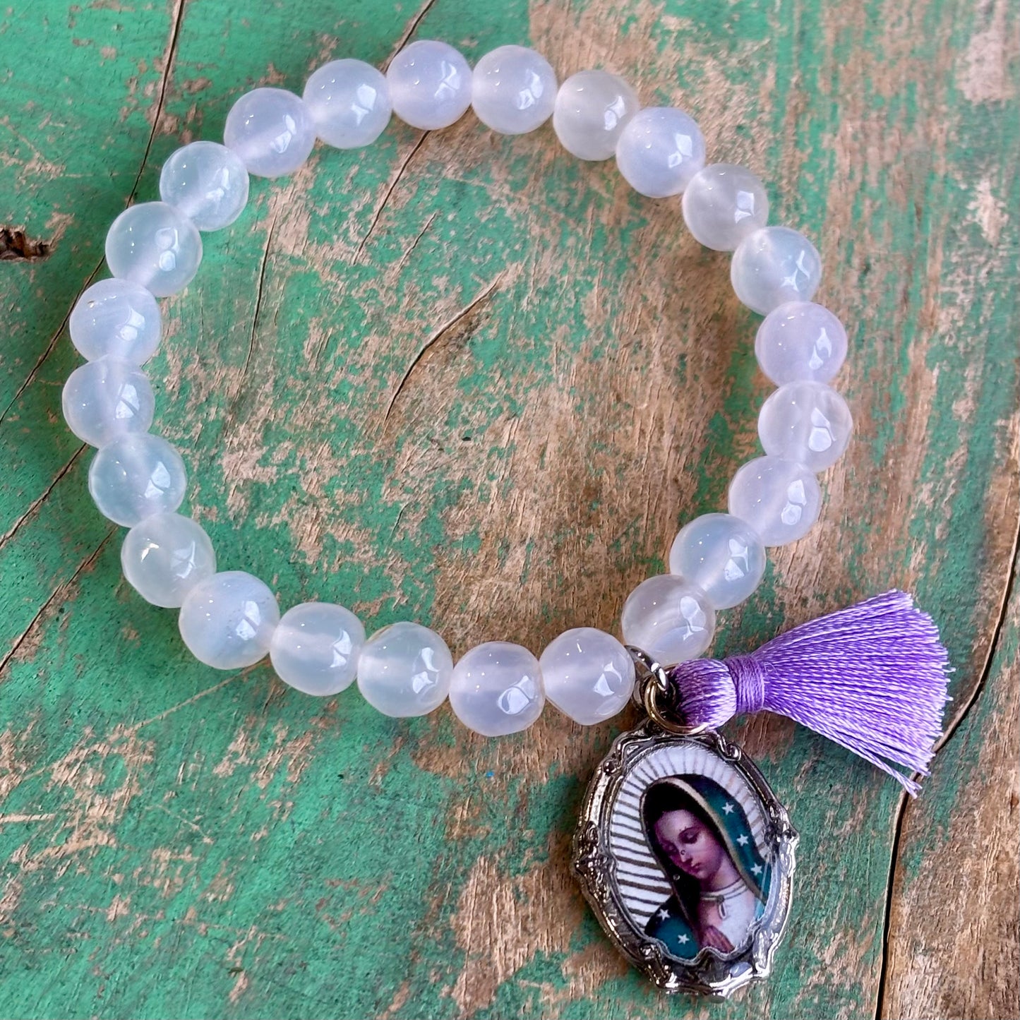 White Agate Faith Tassel Bracelets