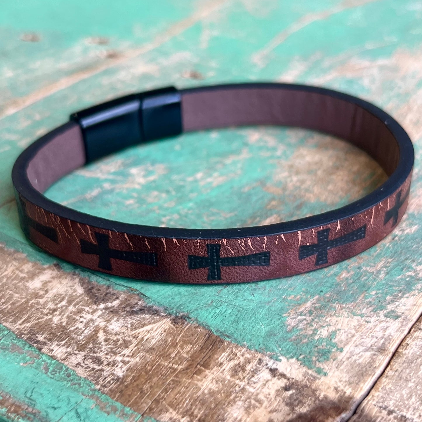 Imitation Leather Cross Bracelet