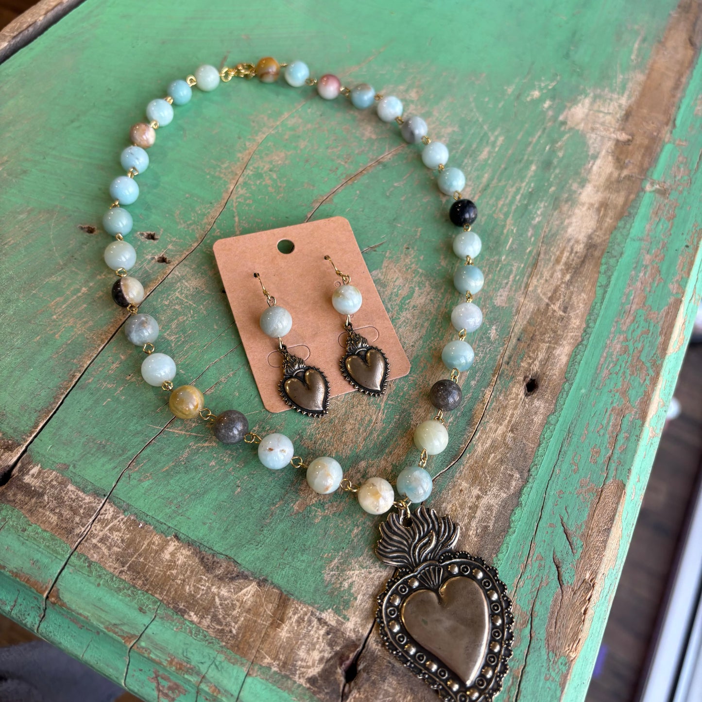 Serenity Sacred Heart Necklace or Earrings