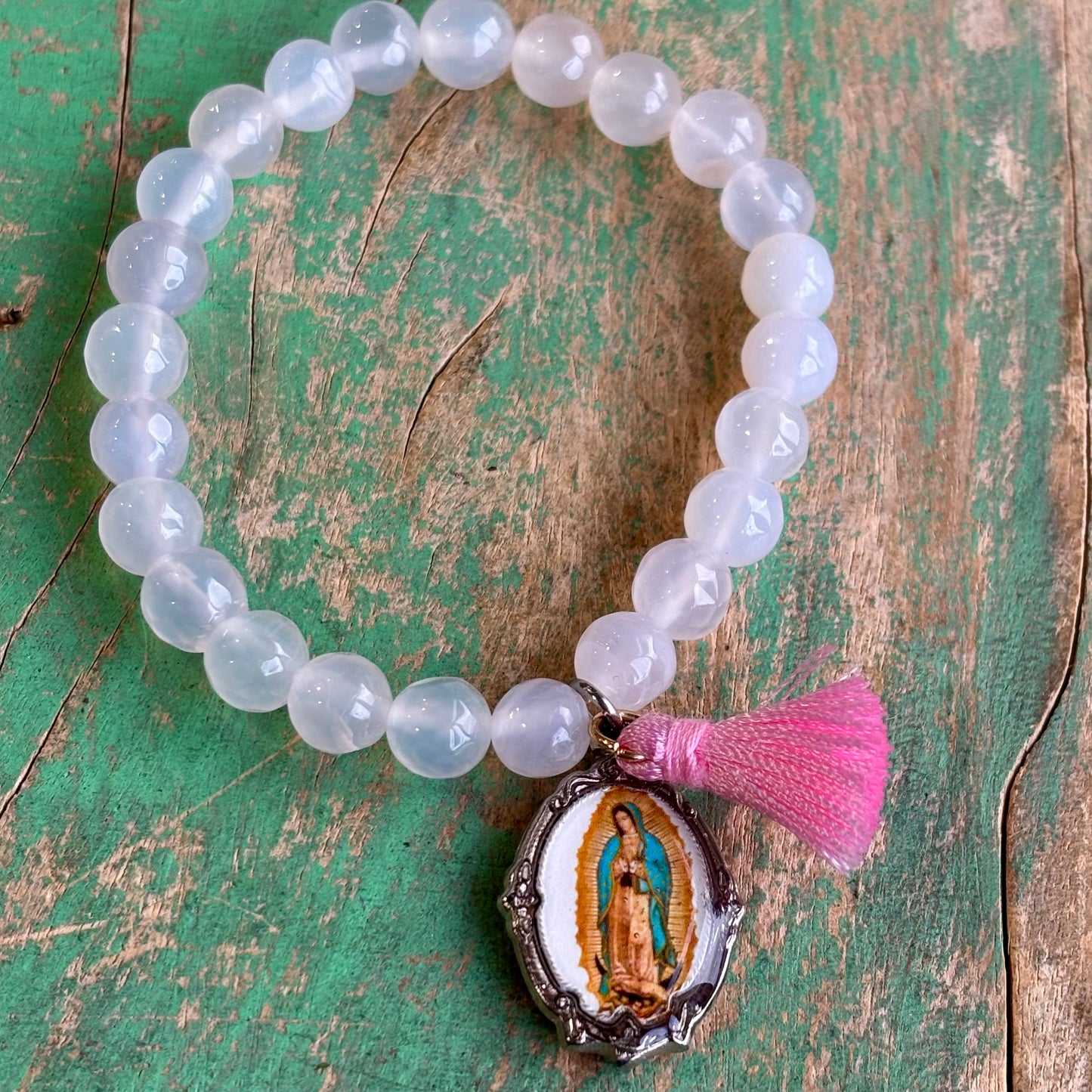 White Agate Faith Tassel Bracelets
