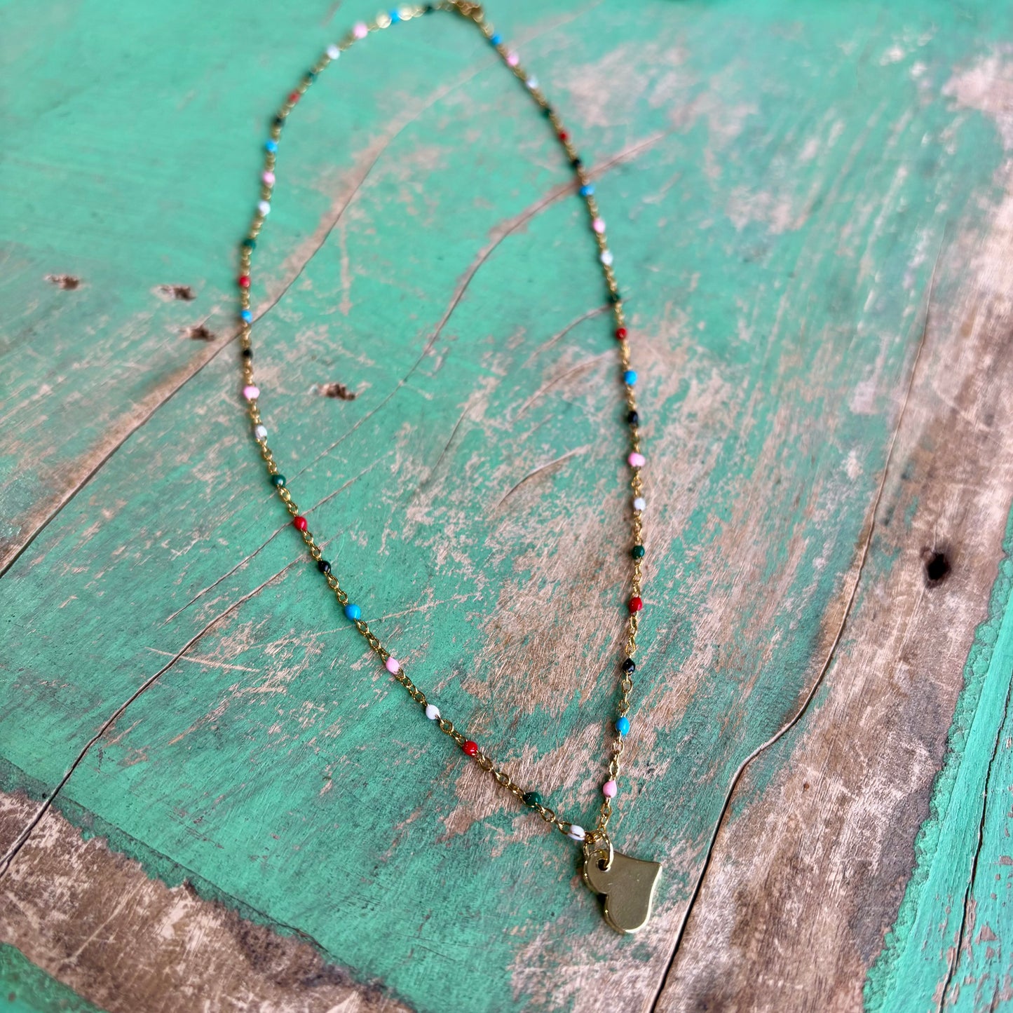 Colorful Gold Heart Necklace