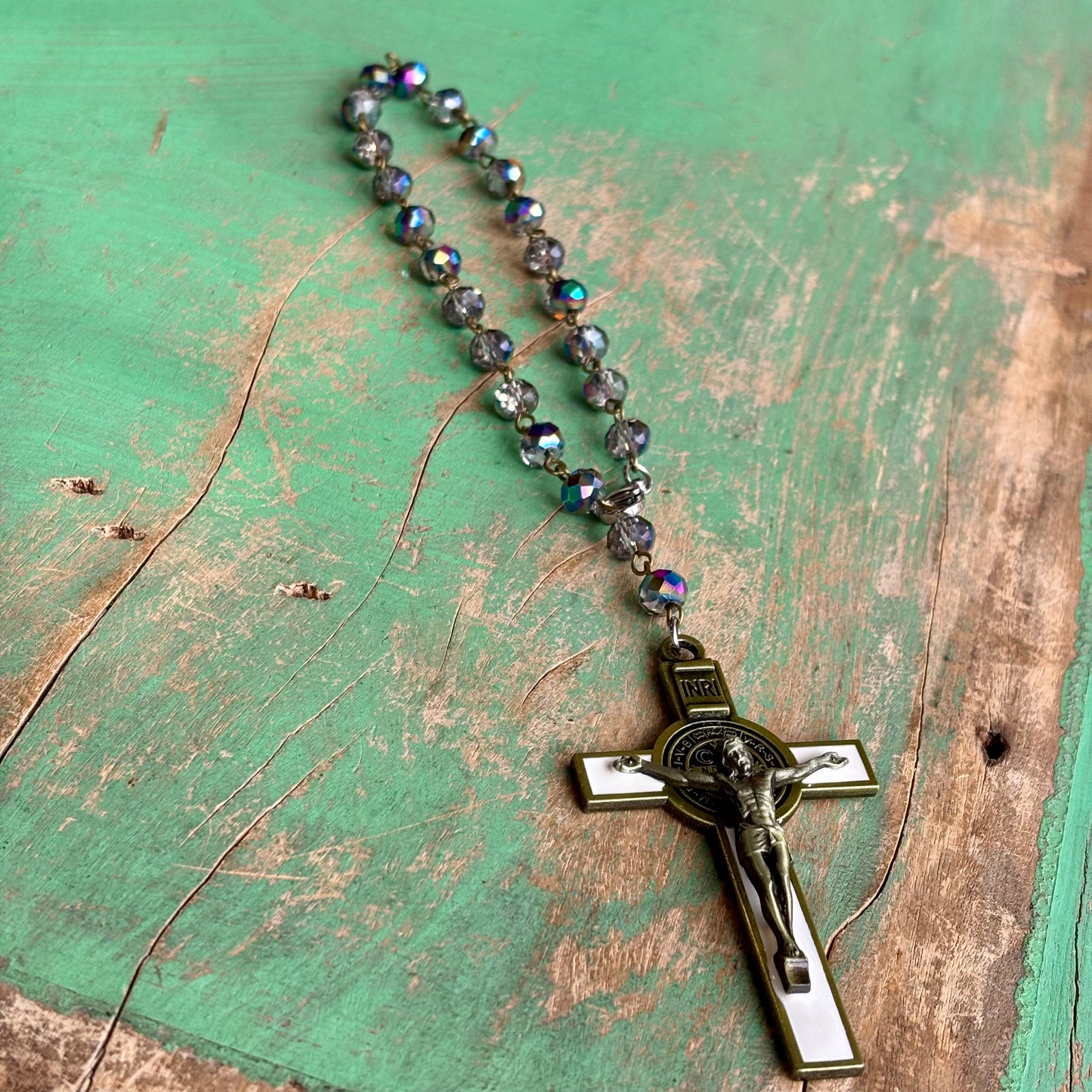 St Benedict Enamel Crucifix Car Blessings