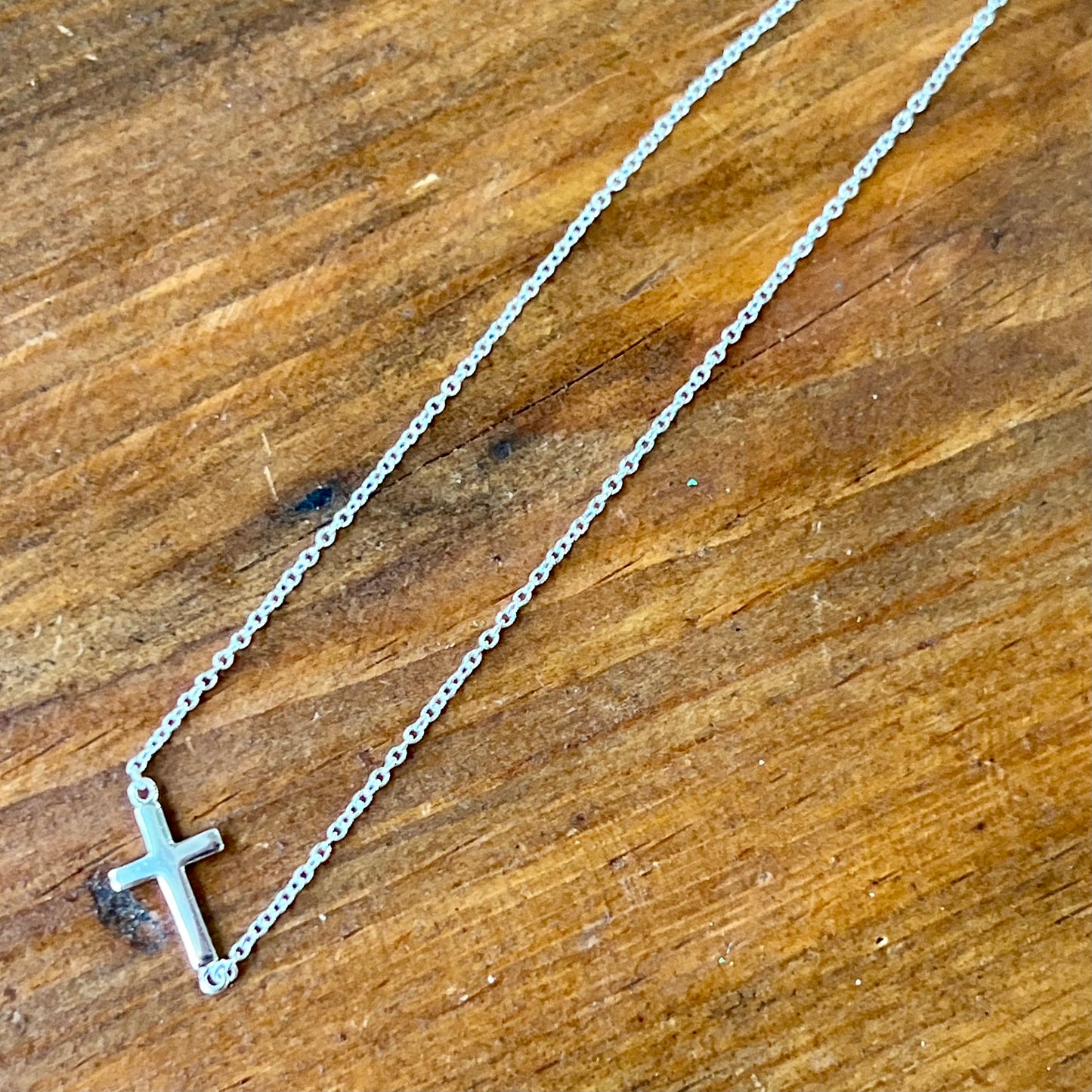 Side Cross Sterling Silver Necklace