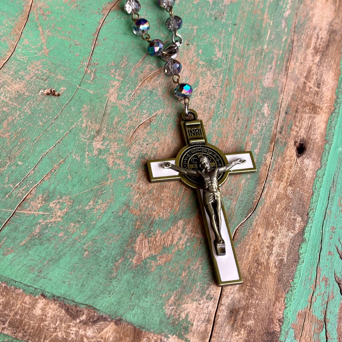 St Benedict Enamel Crucifix Car Blessings