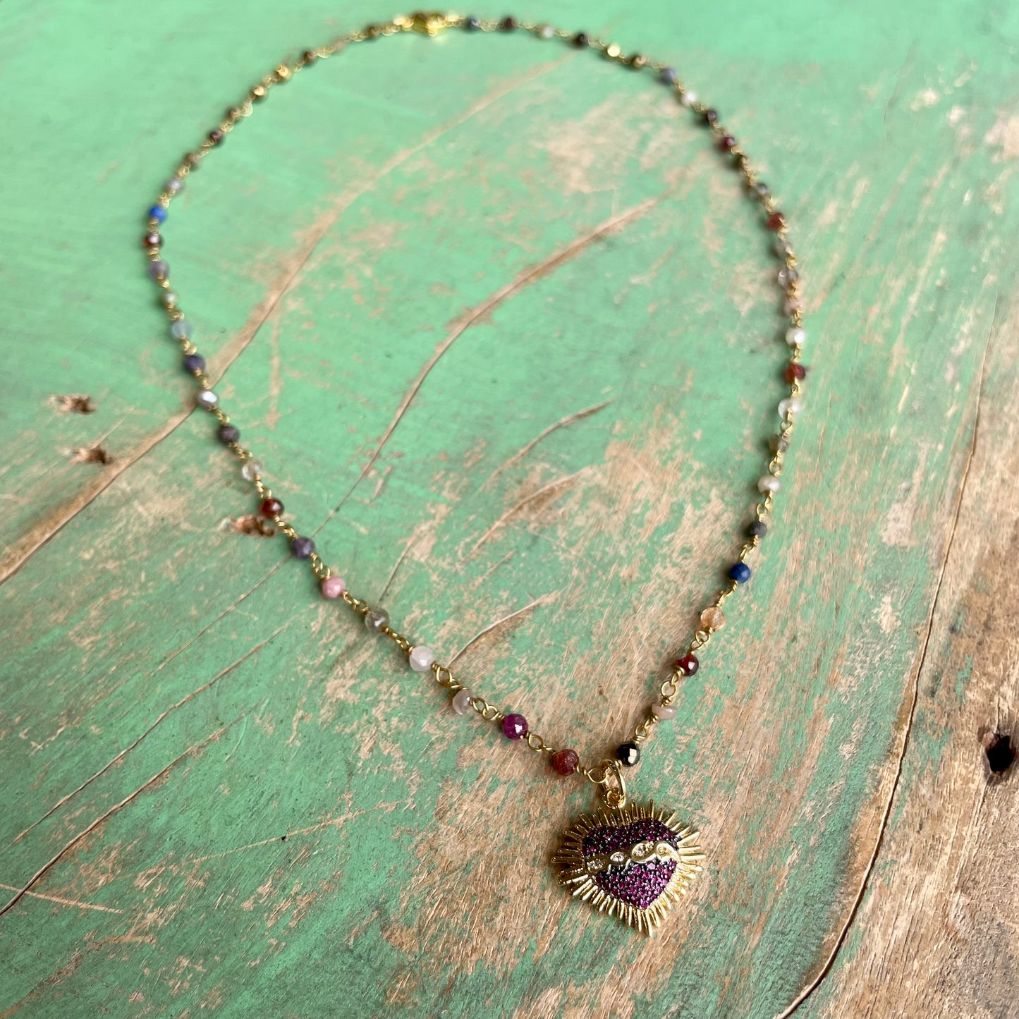 Purple Sacred Heart Necklace and Earrings