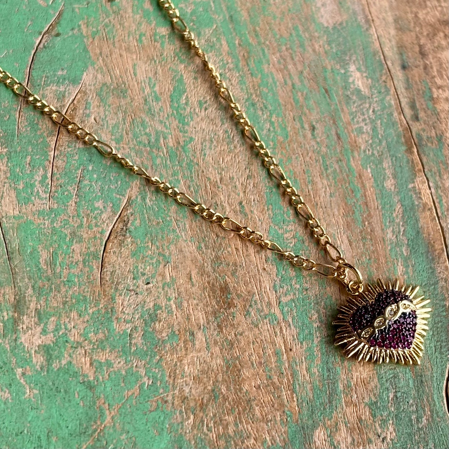 Purple Sacred Heart Necklace