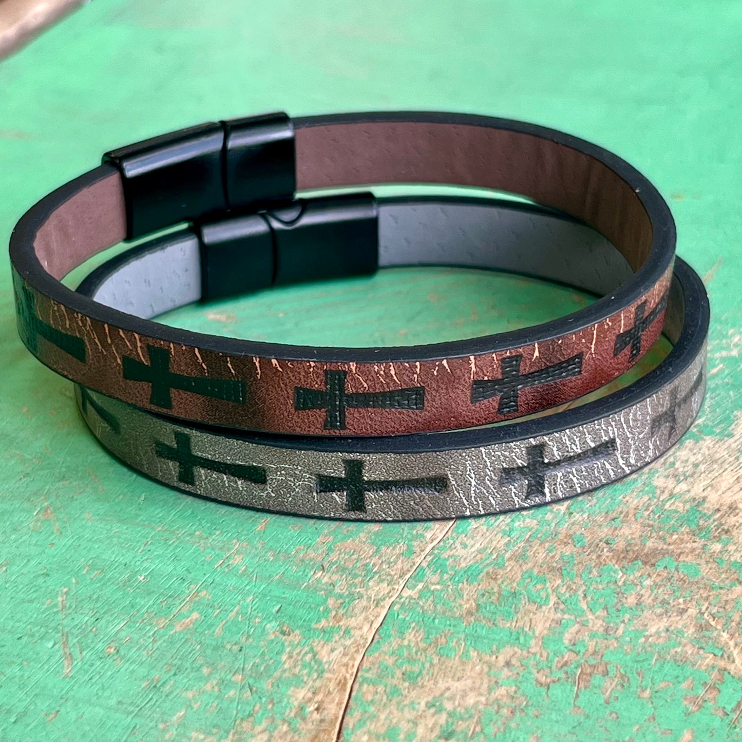 Imitation Leather Cross Bracelet