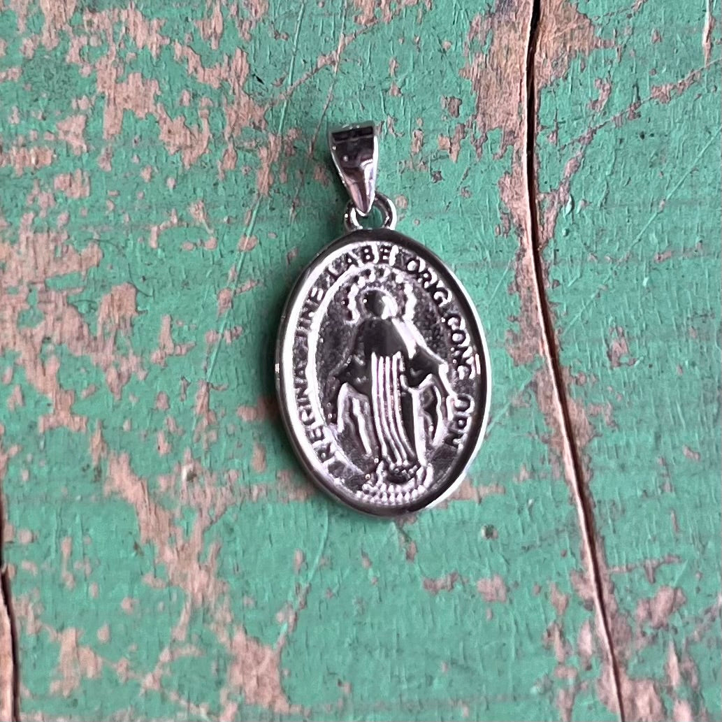 Small Sterling Silver Miraculous Medal Necklace