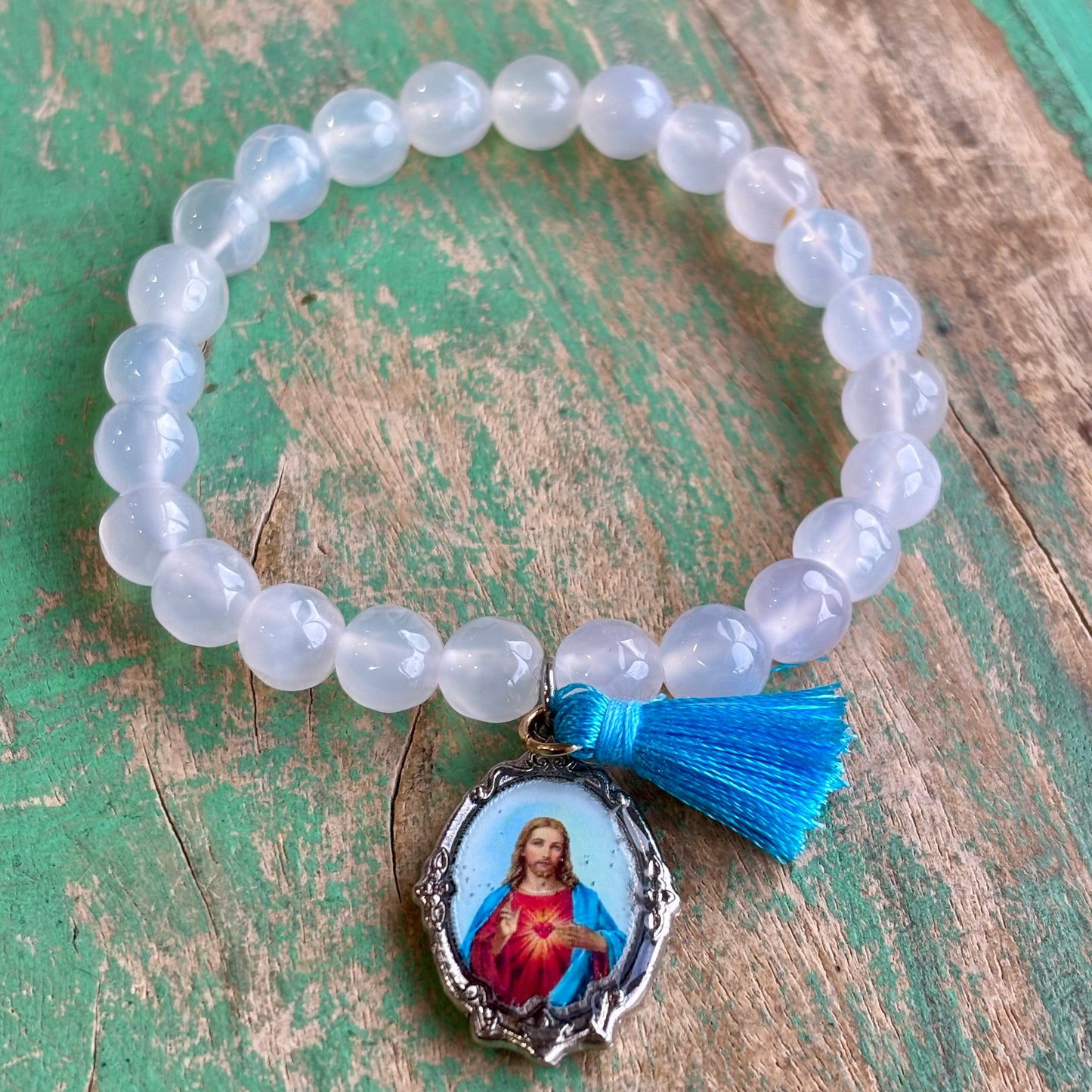 White Agate Faith Tassel Bracelets