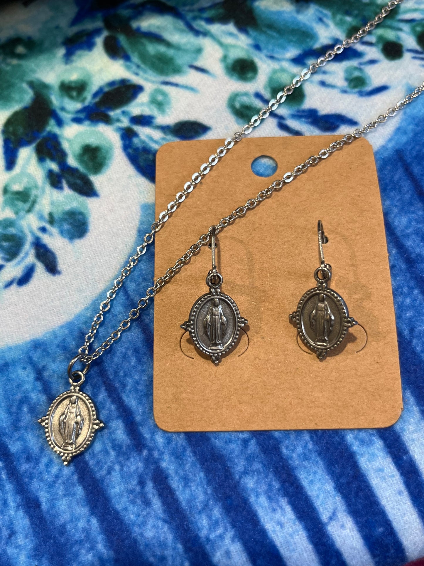 Mini Our Lady of Grace Chain and Earrings