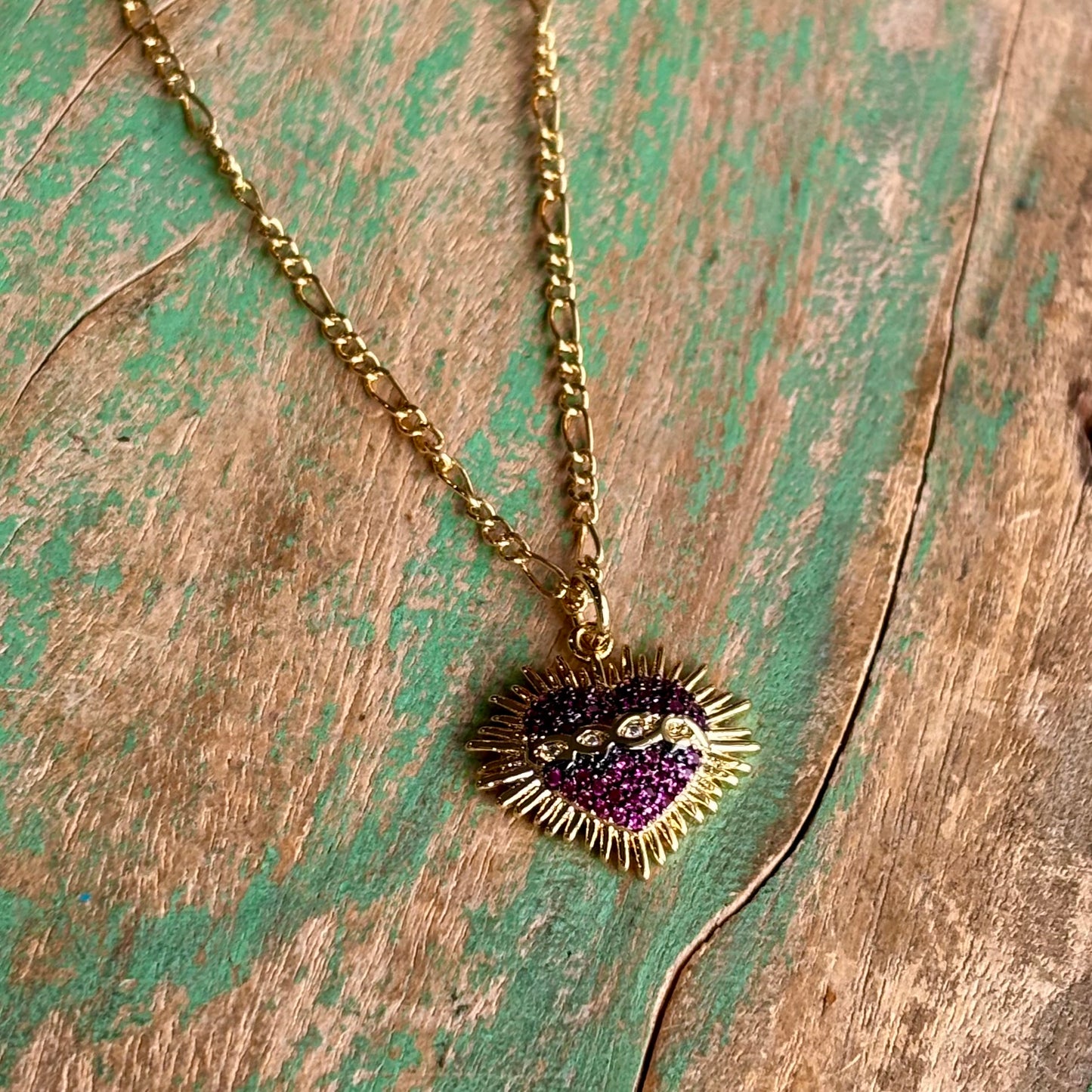 Purple Sacred Heart Necklace