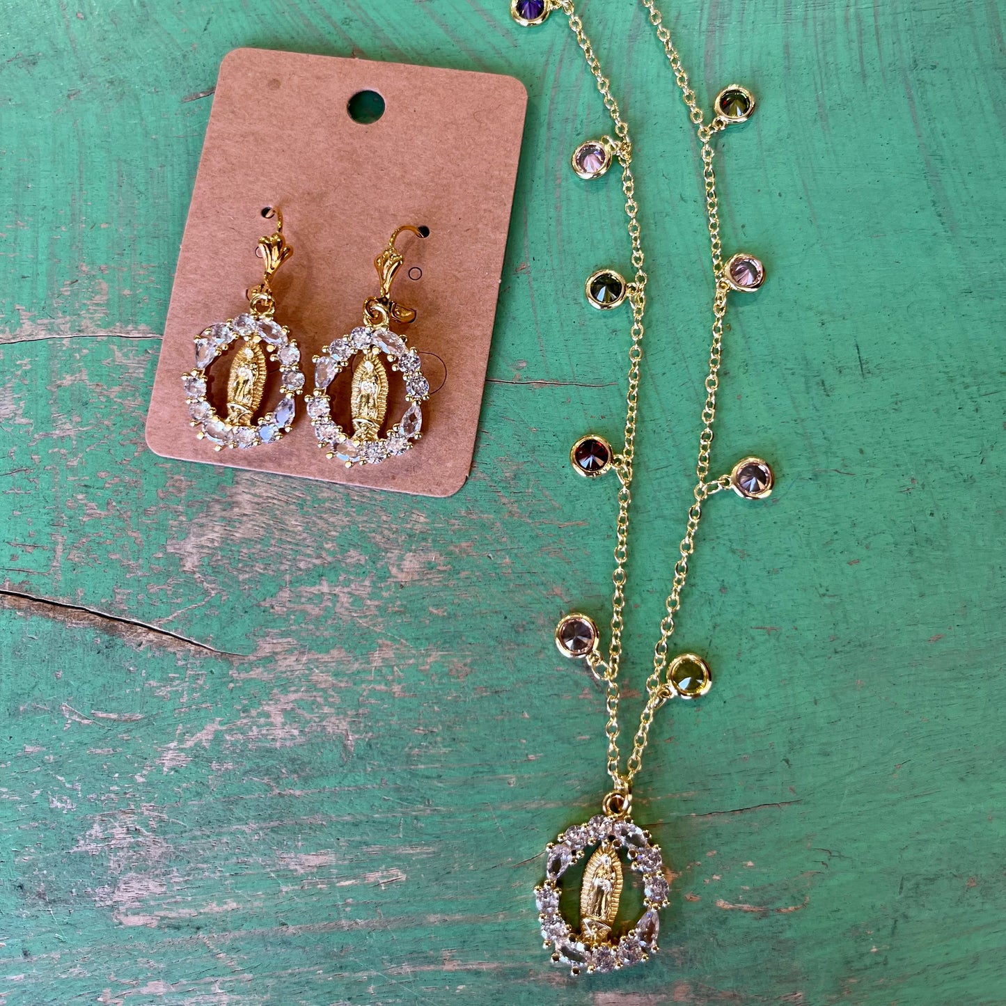 Gold Confetti CZ OLG Necklace and Earrings