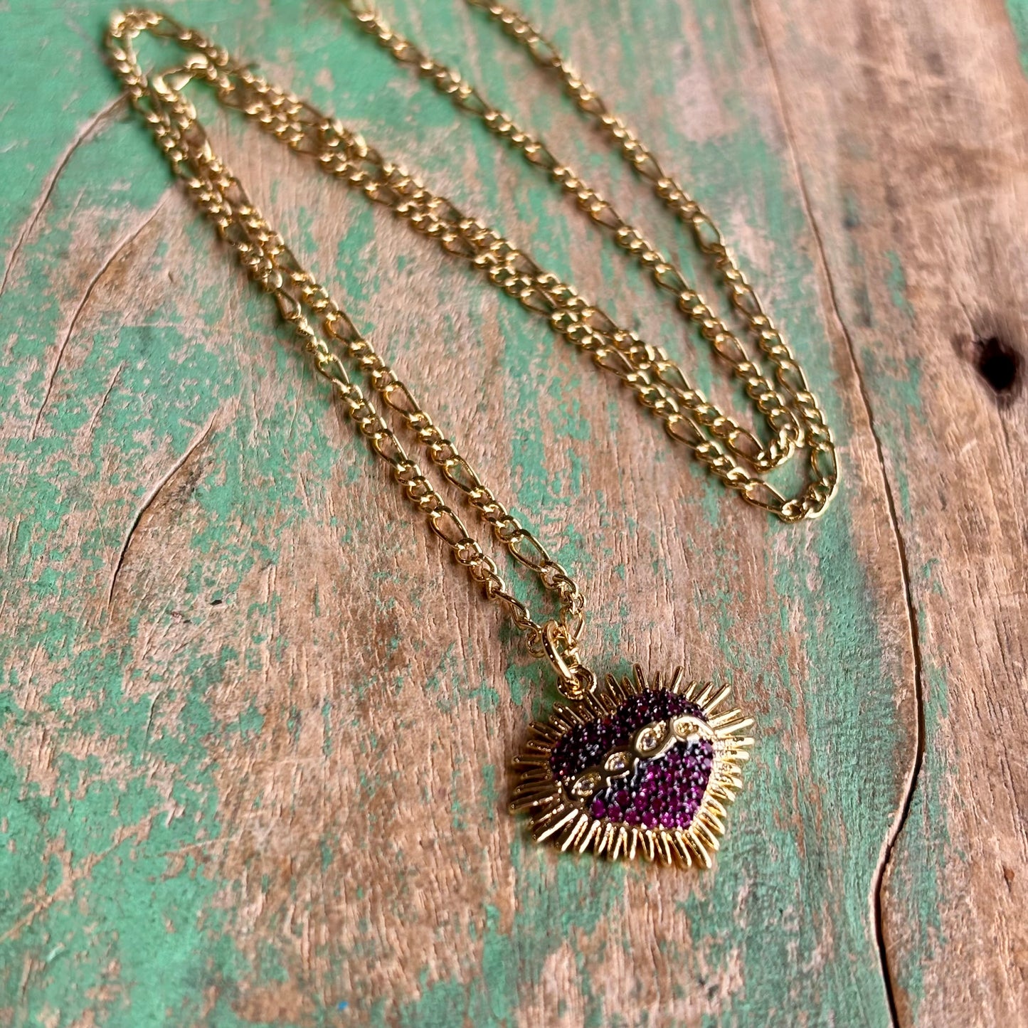 Purple Sacred Heart Necklace