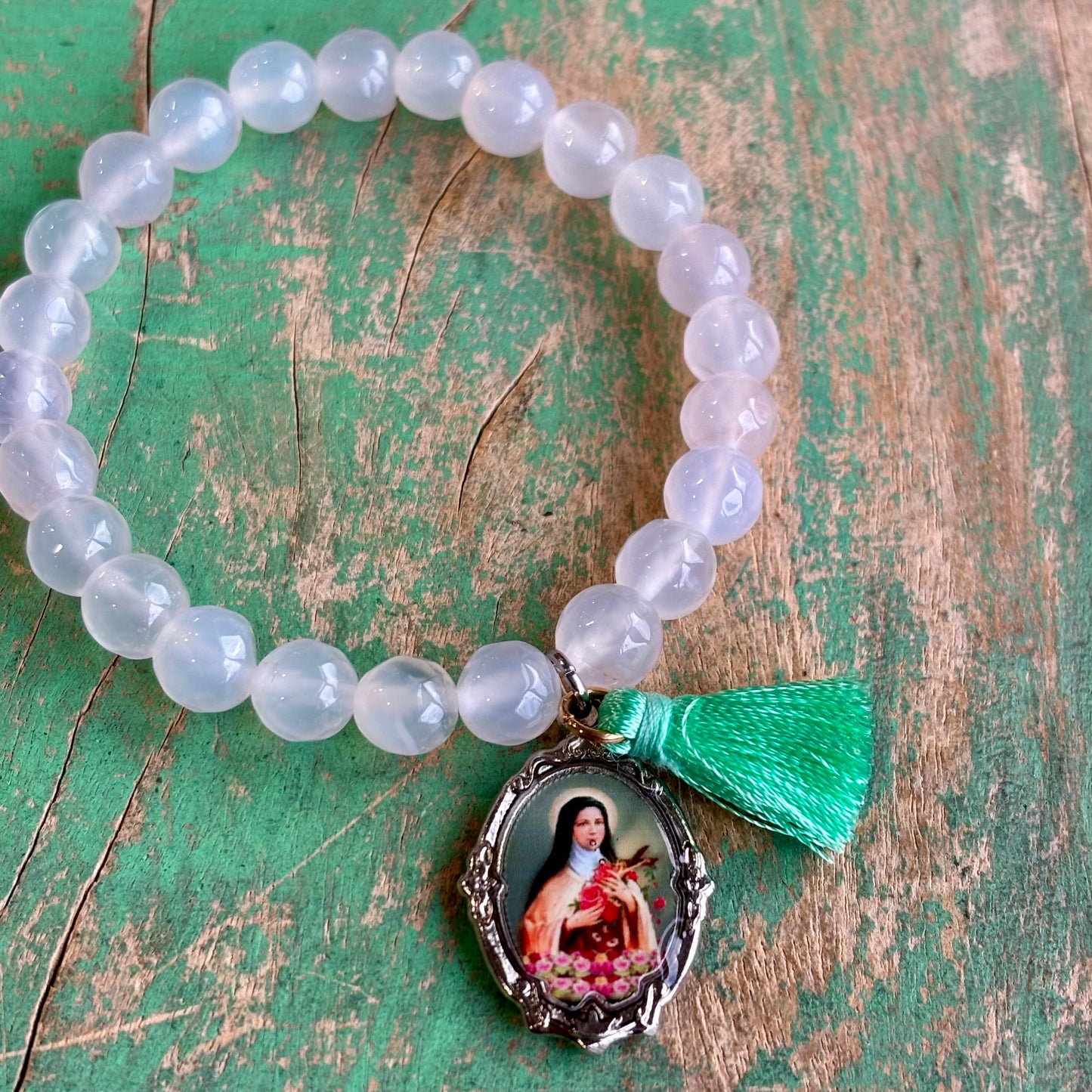 White Agate Faith Tassel Bracelets