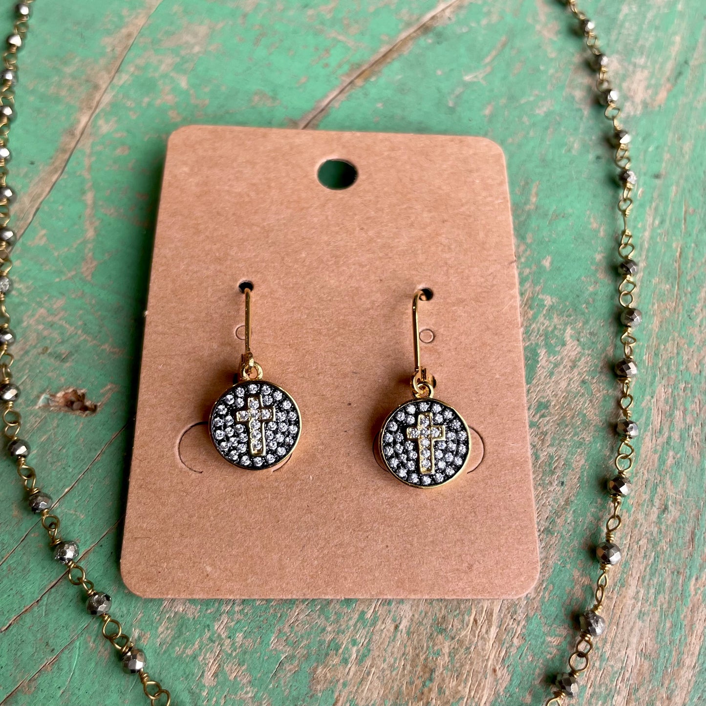 Pave Cross Faith Necklace and Earrings