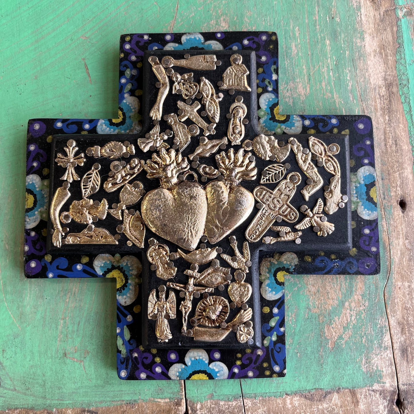 Floral Border Milagros Cross