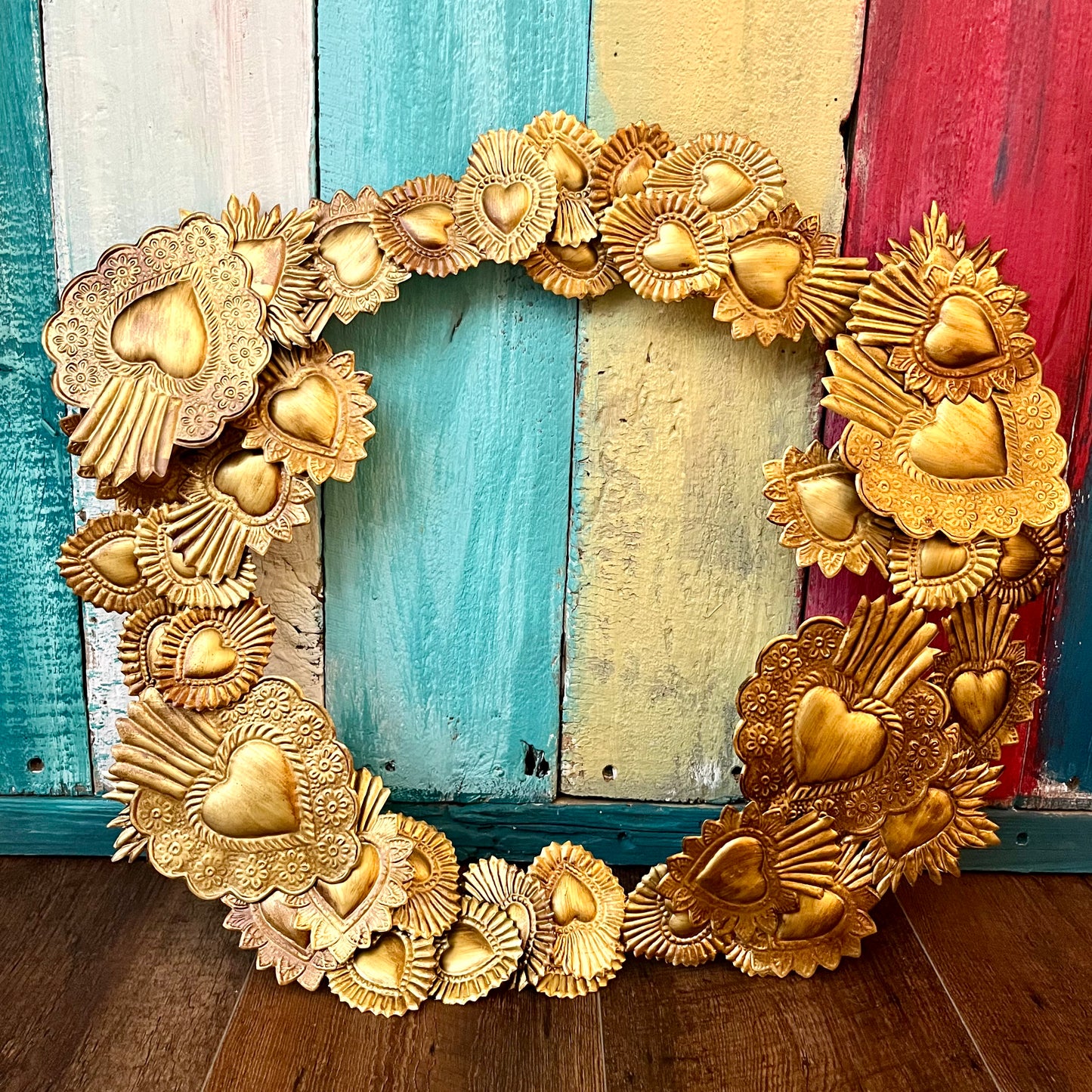 Hearts of Gold Metal Wreath