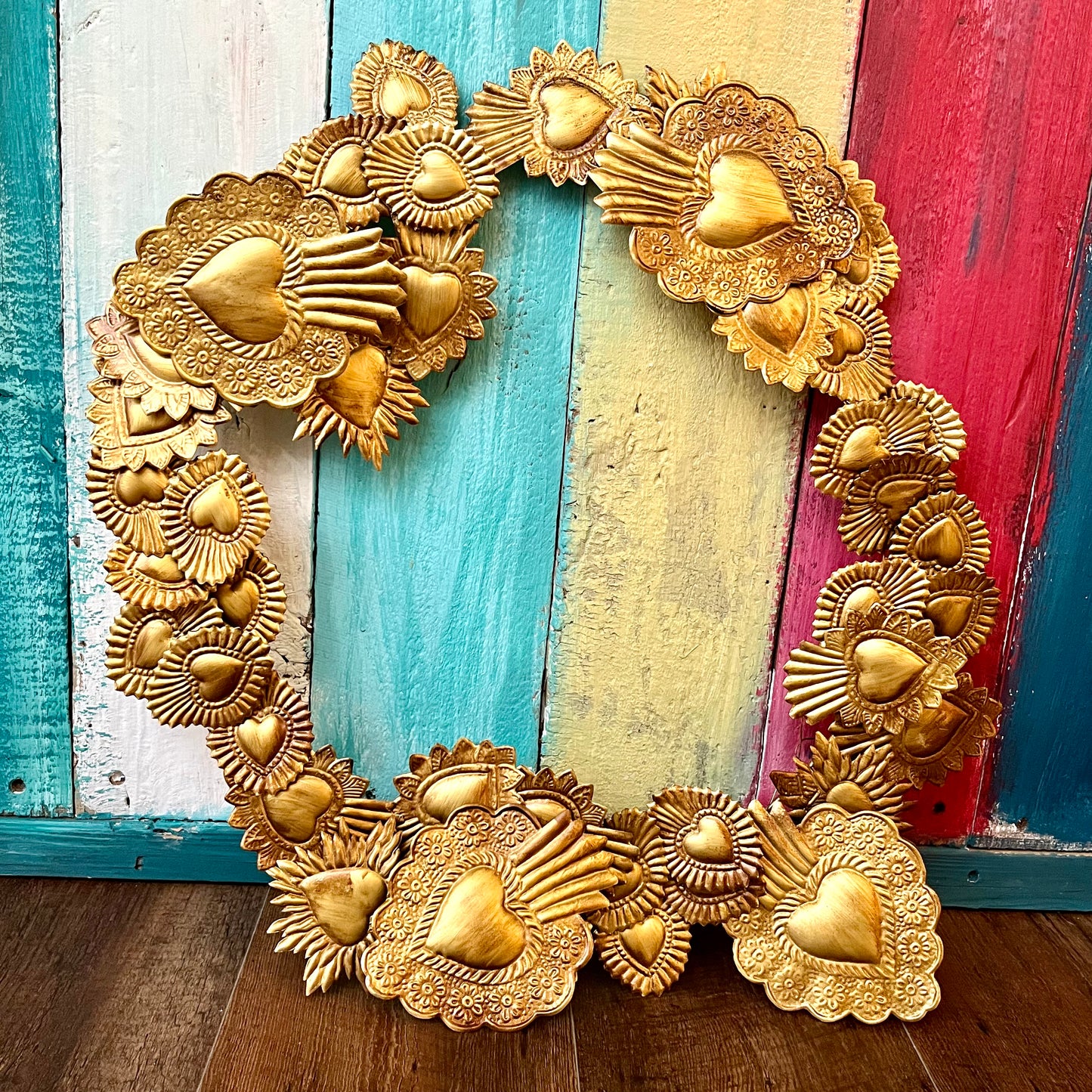 Hearts of Gold Metal Wreath