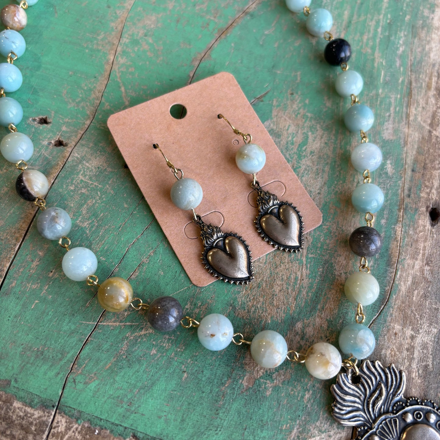 Serenity Sacred Heart Necklace or Earrings