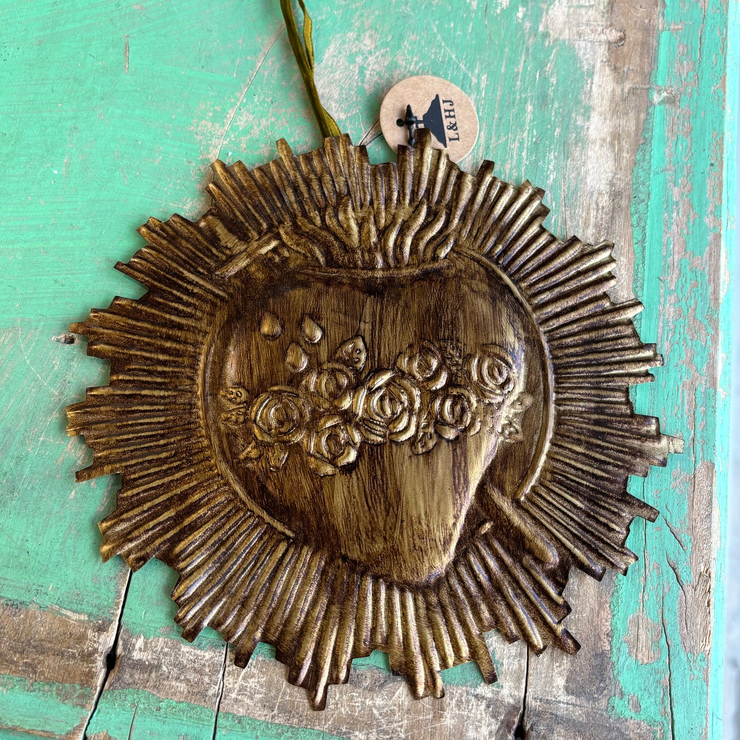 Round Rays Hearts Of The Holy Family Ornaments