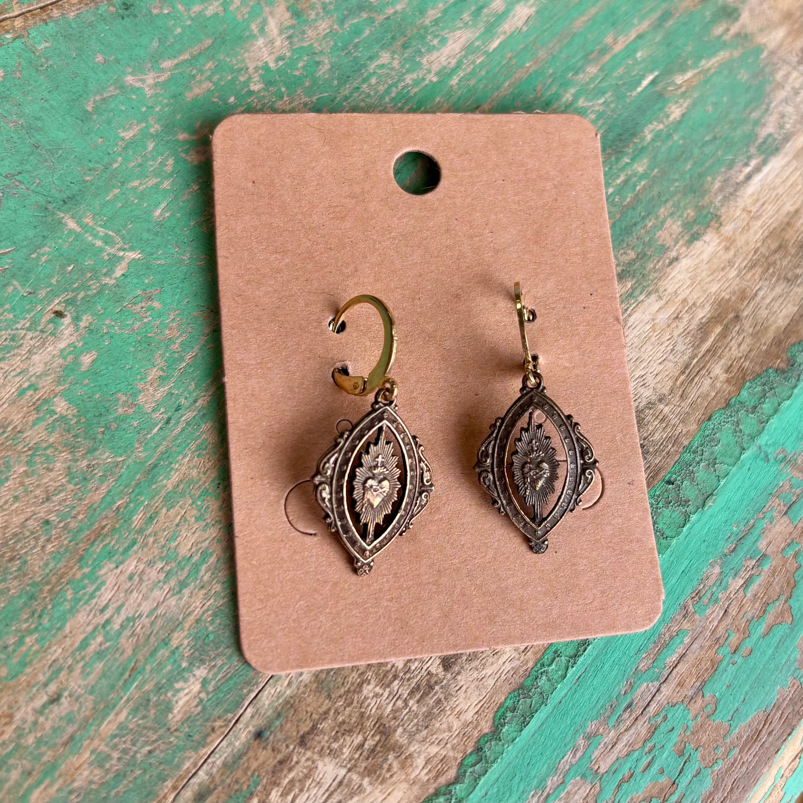 Dainty Pearls with Bronze Sacred Heart Necklace or Earrings