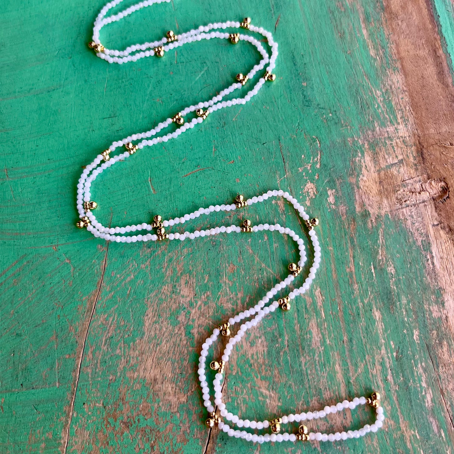 Long Natural Stone Layering Necklaces