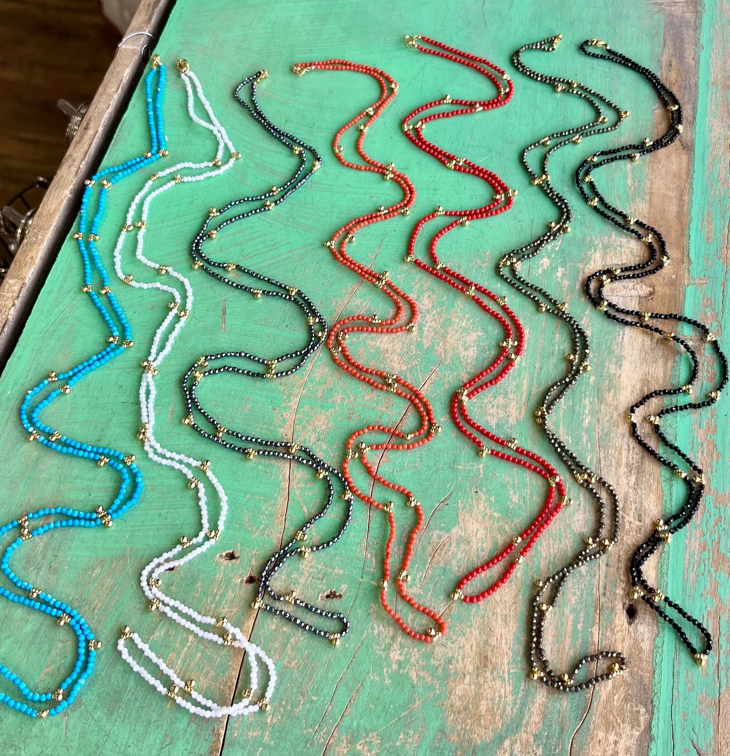 Long Natural Stone Layering Necklaces