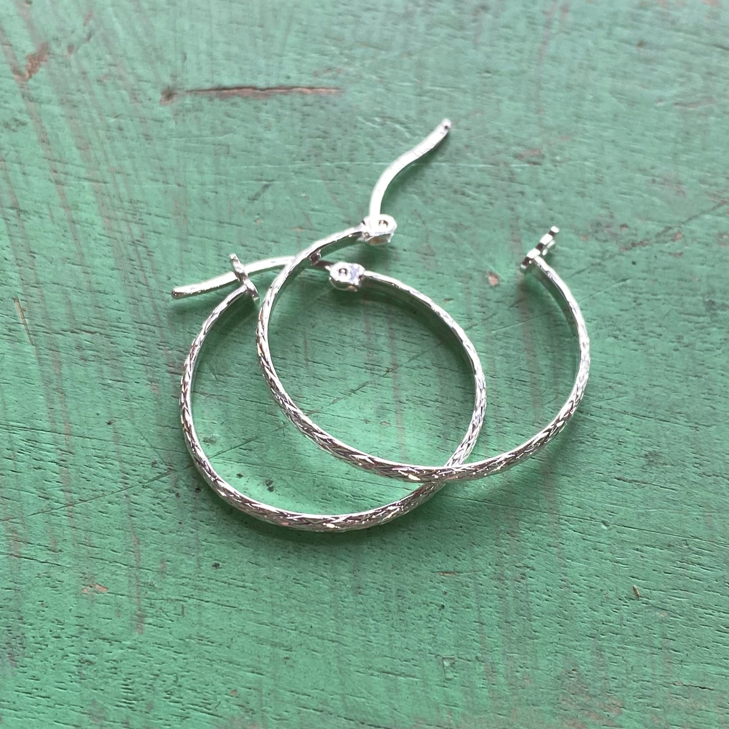 Sterling Silver Wheat Textured Hoop Earrings