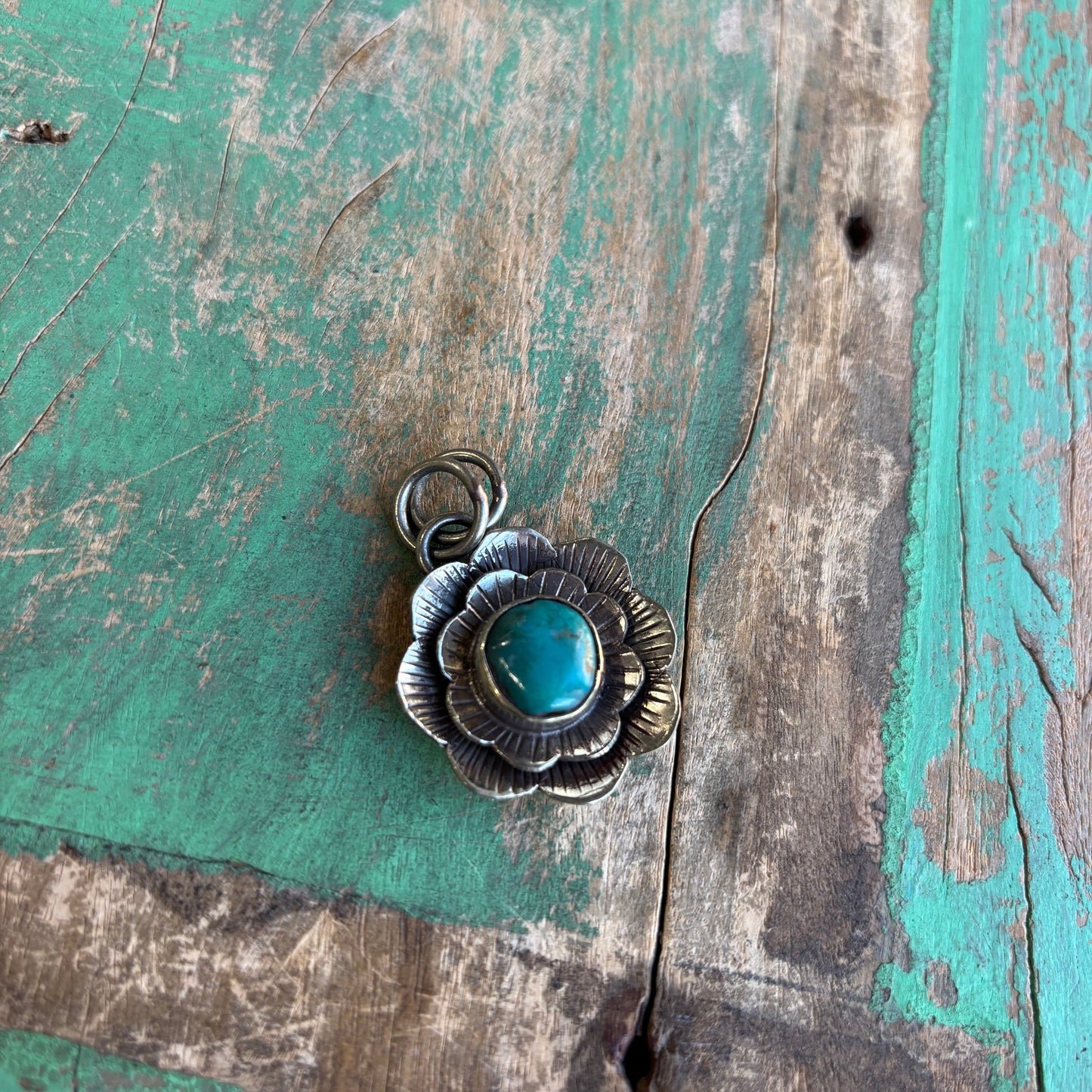 Blooming Turquoise Flower Chilean Necklace or Ring