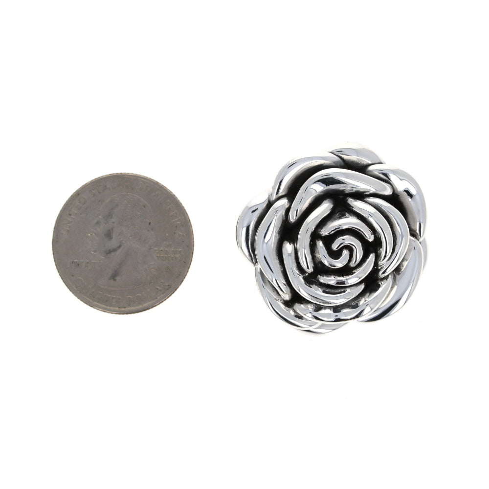 Sterling Silver Rose Pendant Necklace