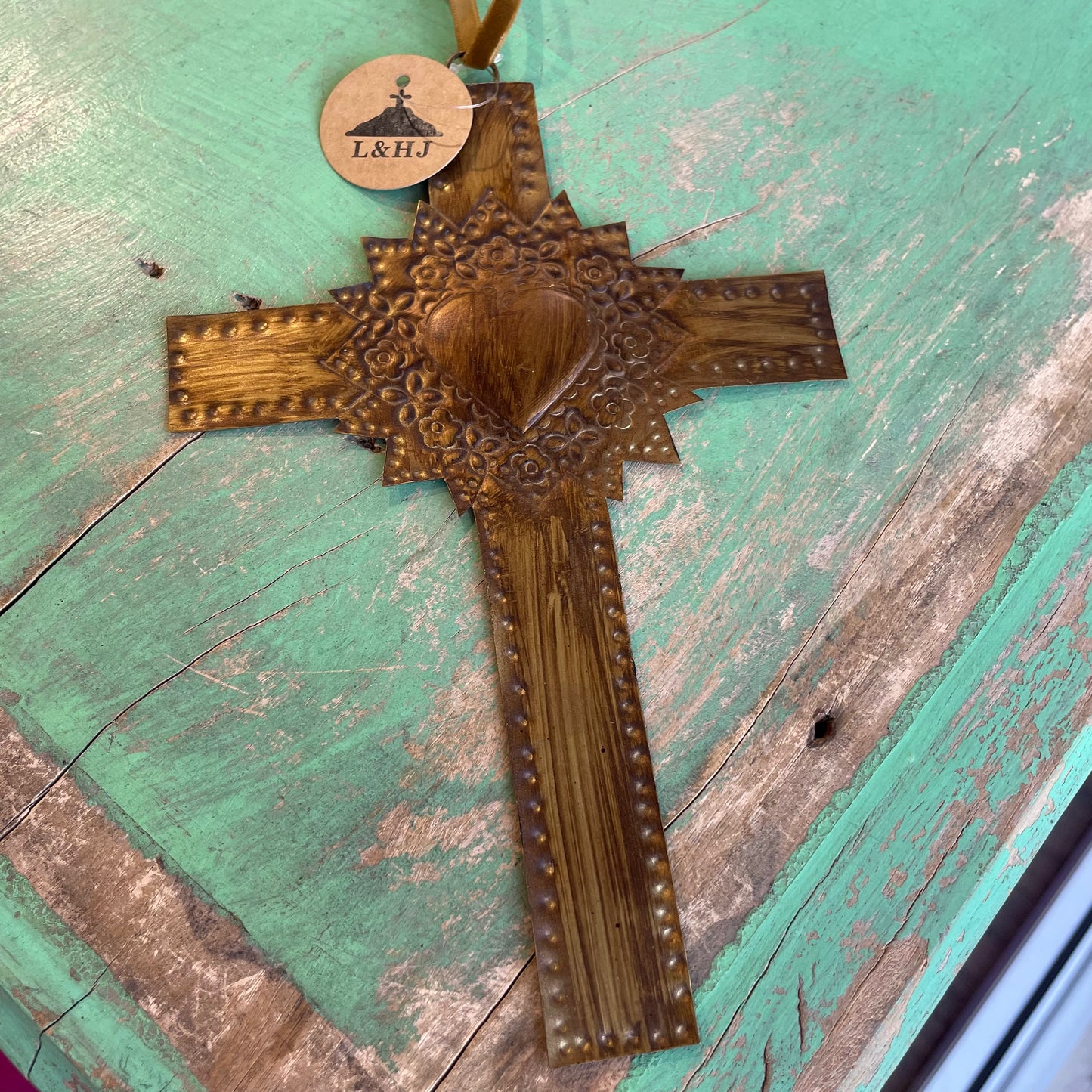 Sacred Heart Cross Tin