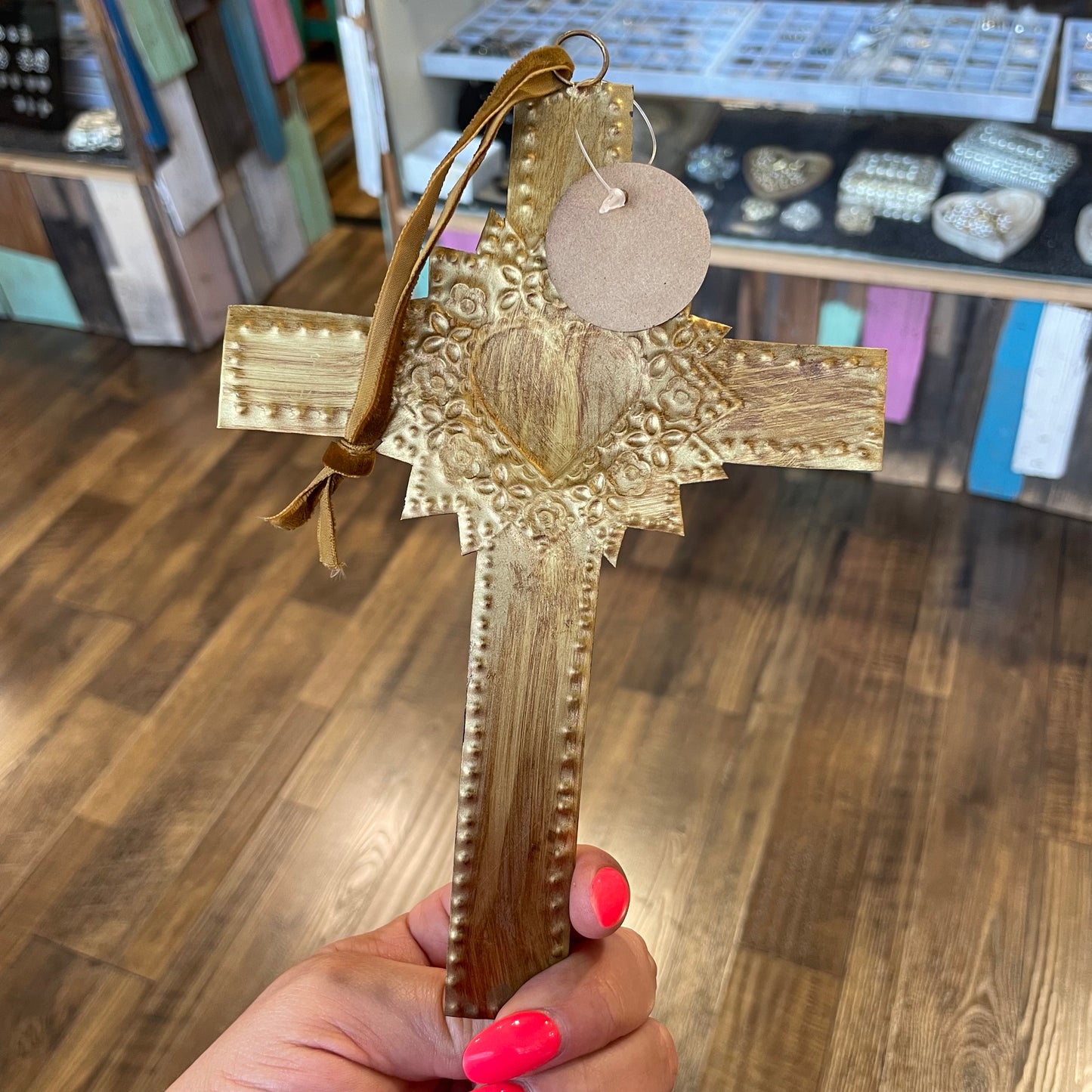 Sacred Heart Cross Tin