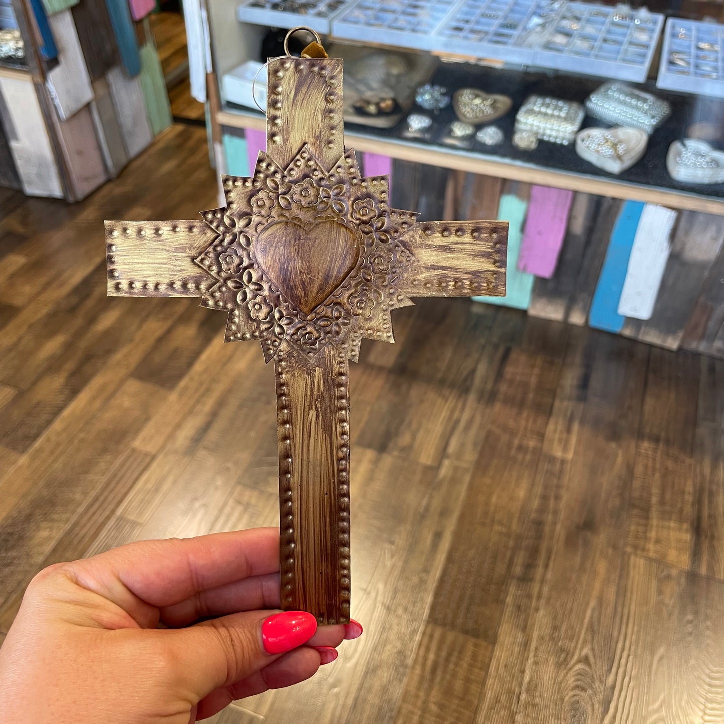 Sacred Heart Cross Tin