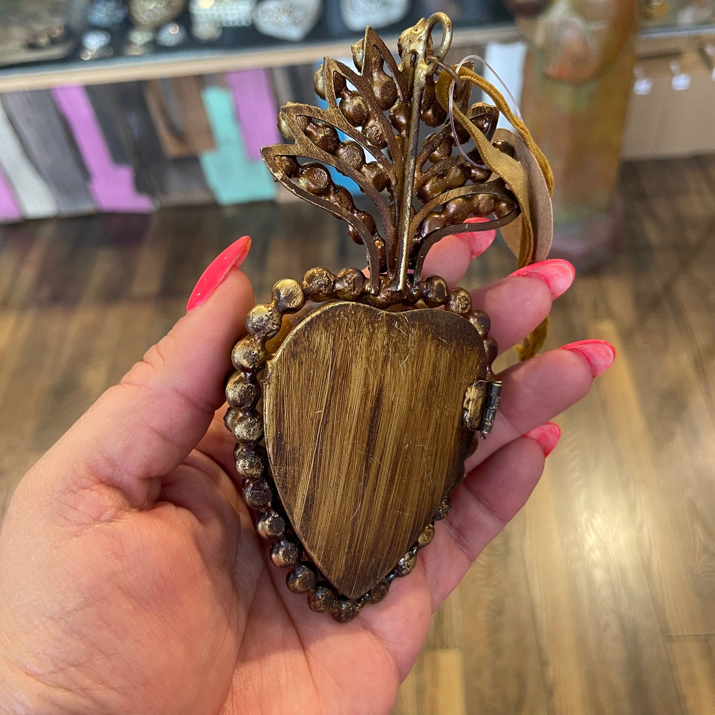 Jeweled Mother of Pearl Sacred Heart Box