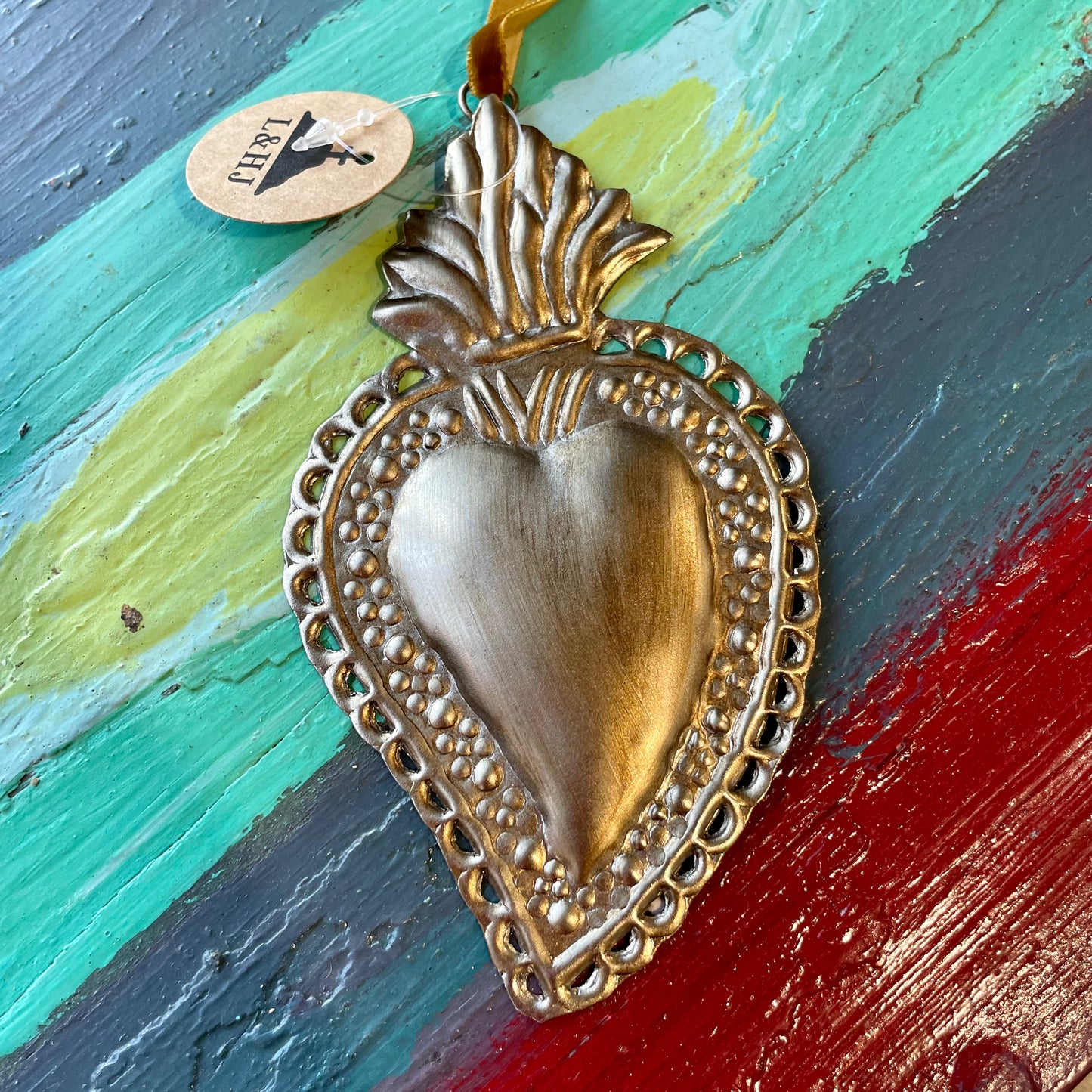 Small Sacred Heart Tin Ornament
