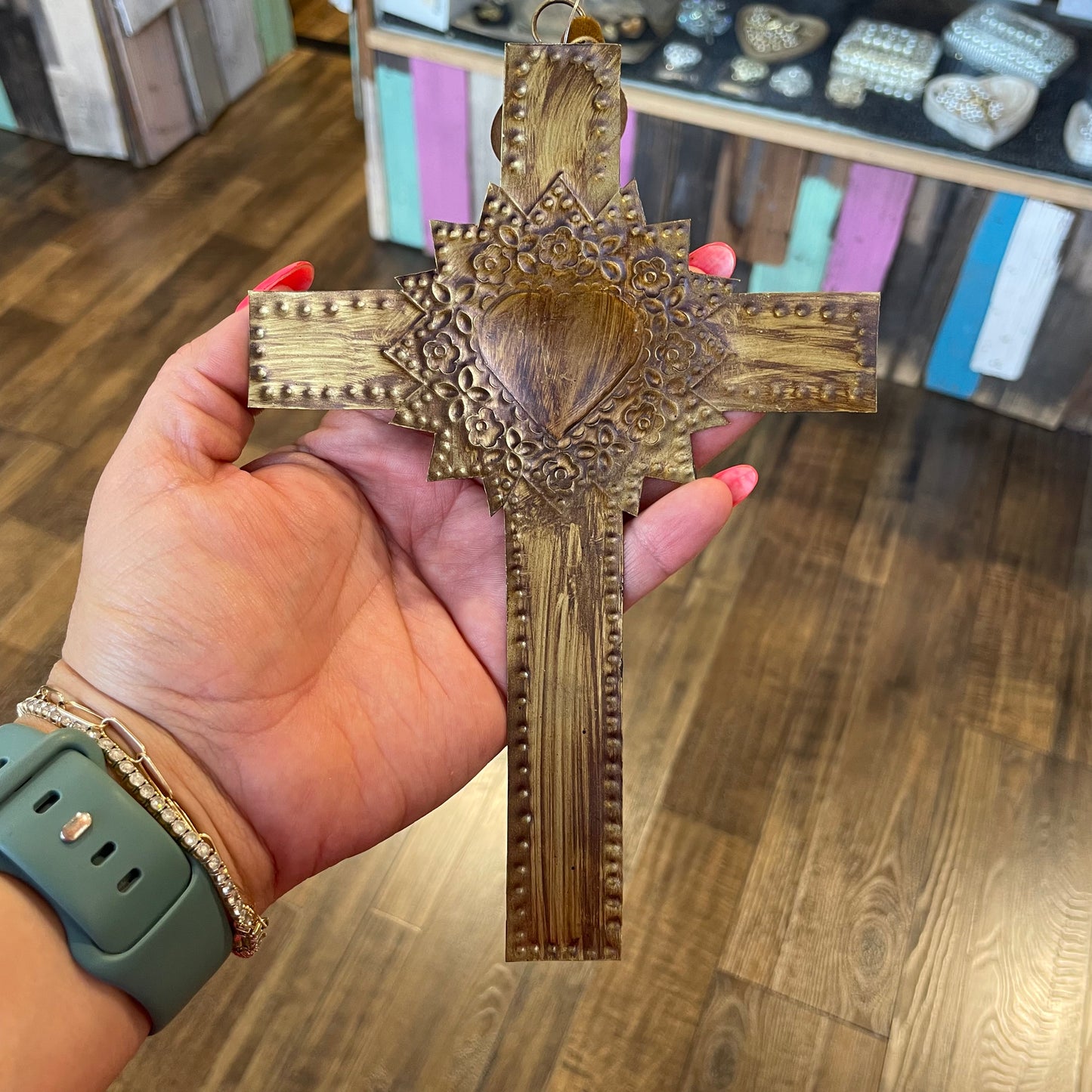Sacred Heart Cross Tin