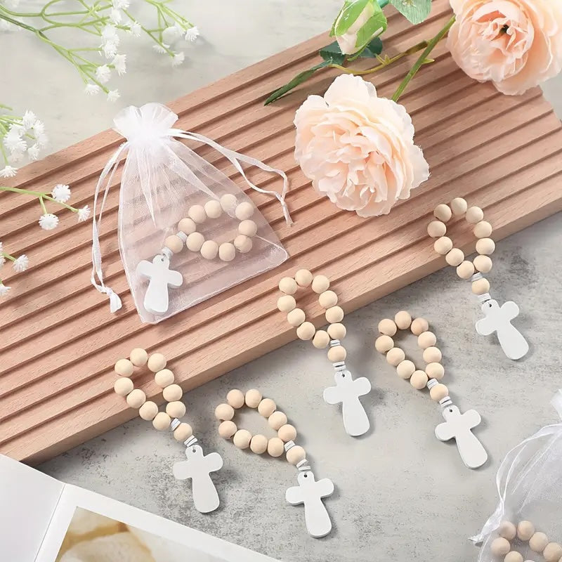 Wood Decade Rosary with White Cross