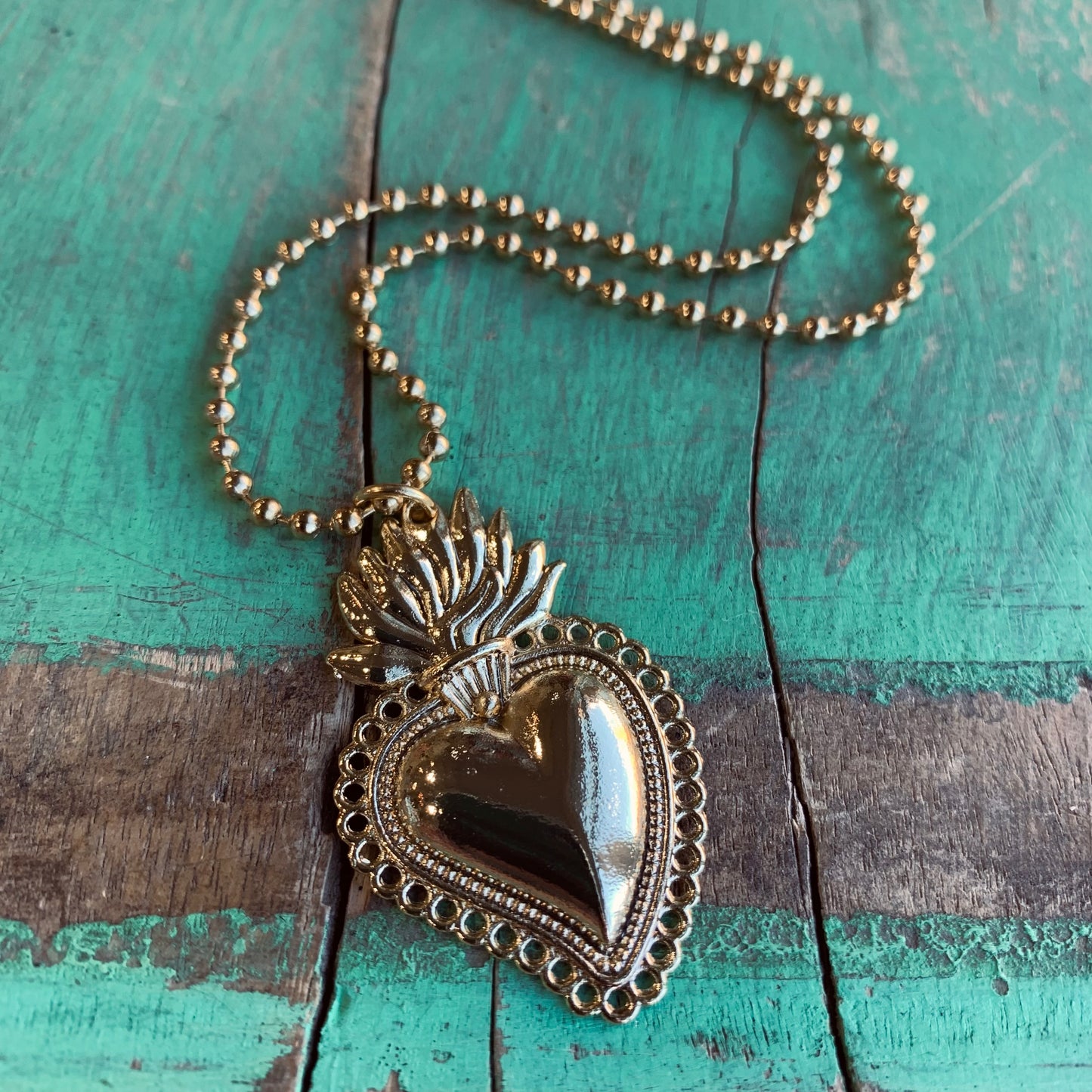 Long Sacred Heart Necklace