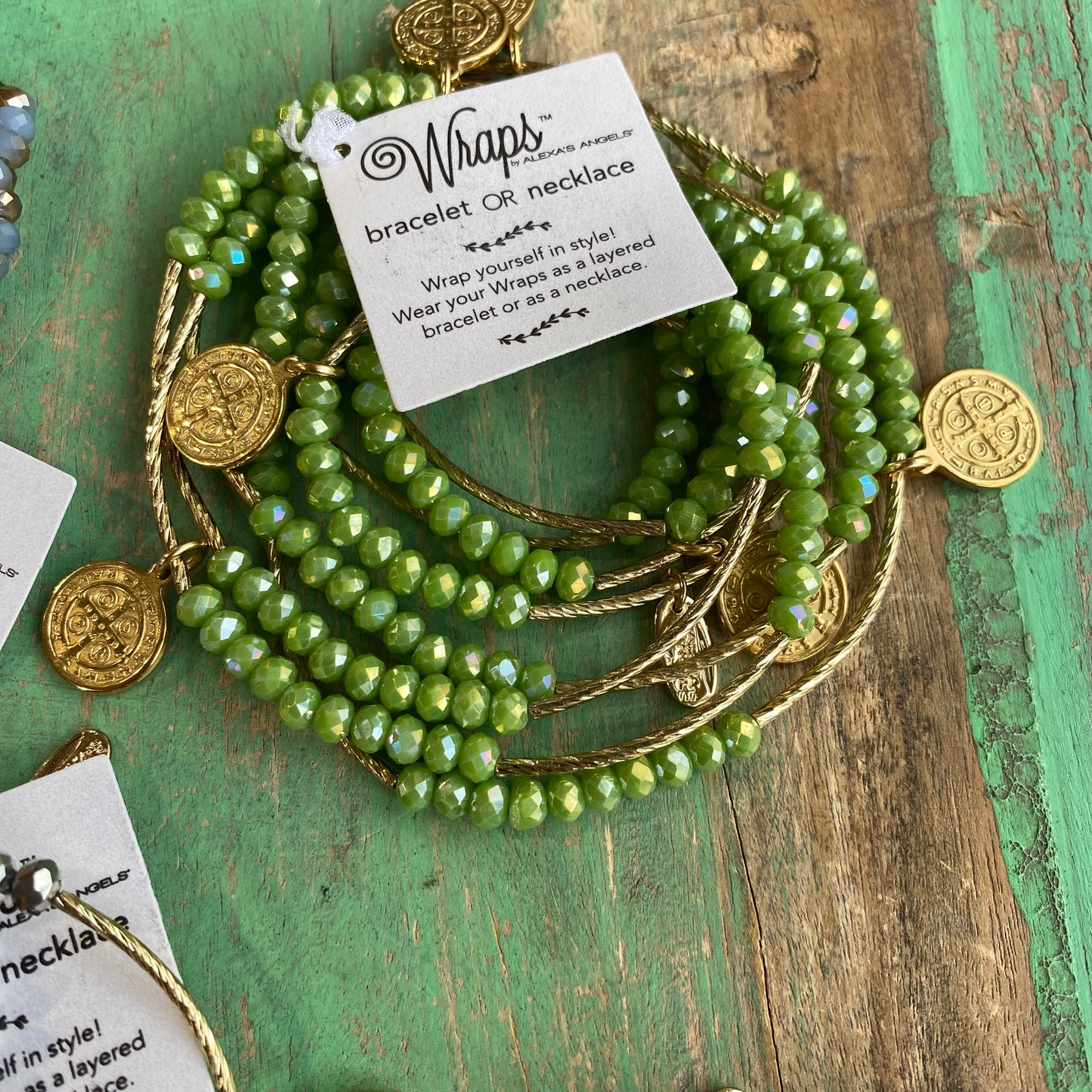 Gold Crystal St Benedict Protection Wrap Necklace or Bracelet
